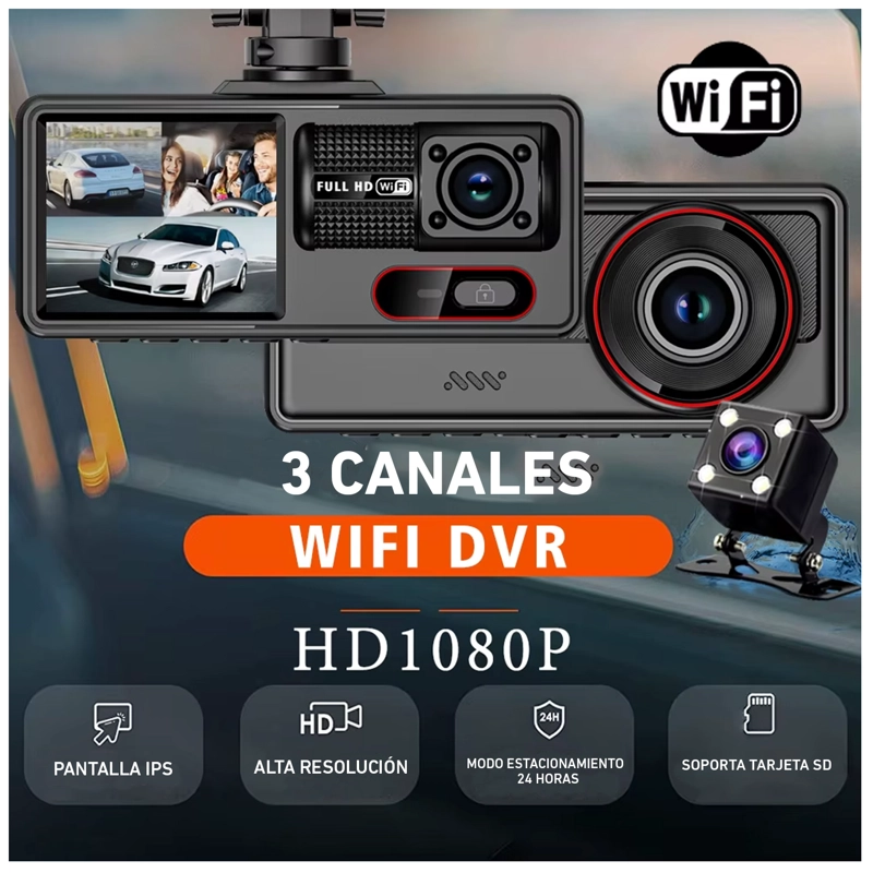 CÁMARA VEHICULAR A16W PANTALLA DIGITAL DVR WIFI AUTO CARRO - 6