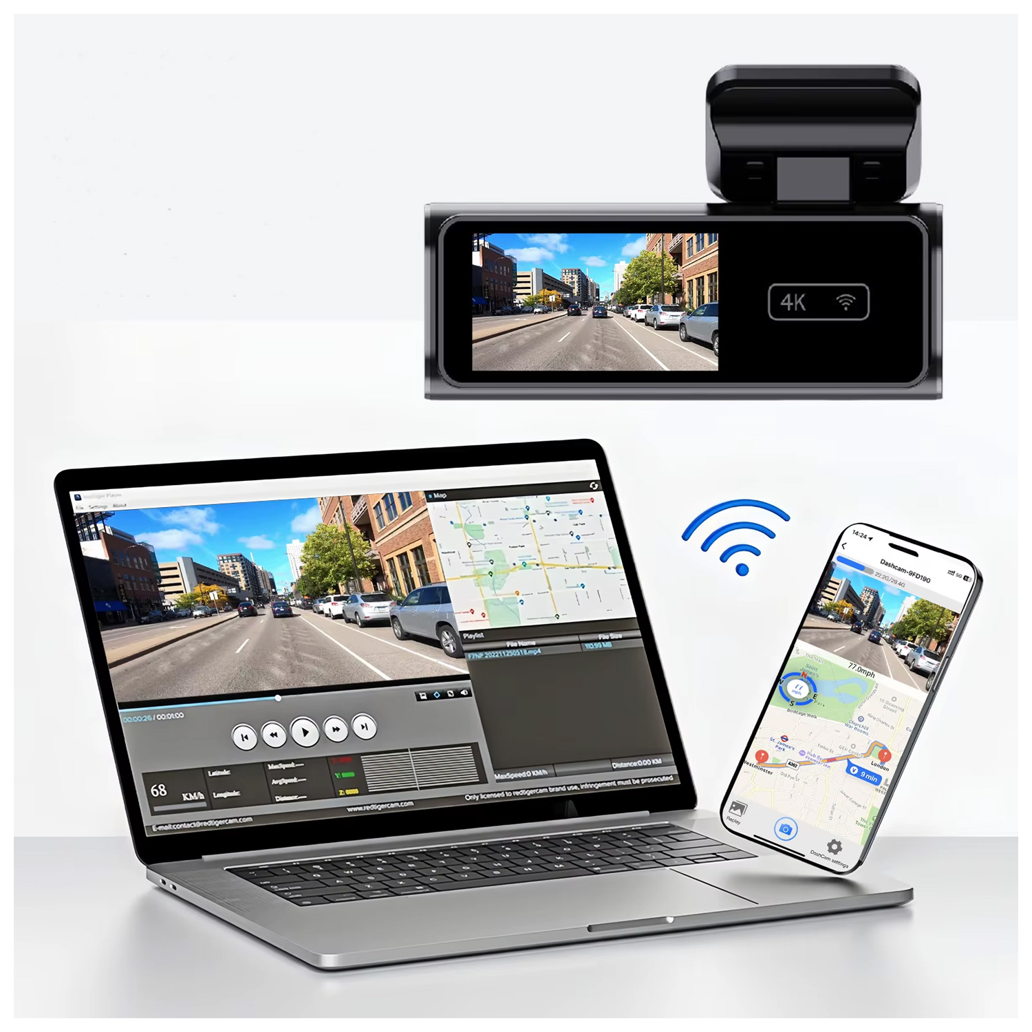 CÁMARA VEHICULAR K6 PANTALLA DIGITAL 1080P DVR WIFI AUTO CARRO - 3