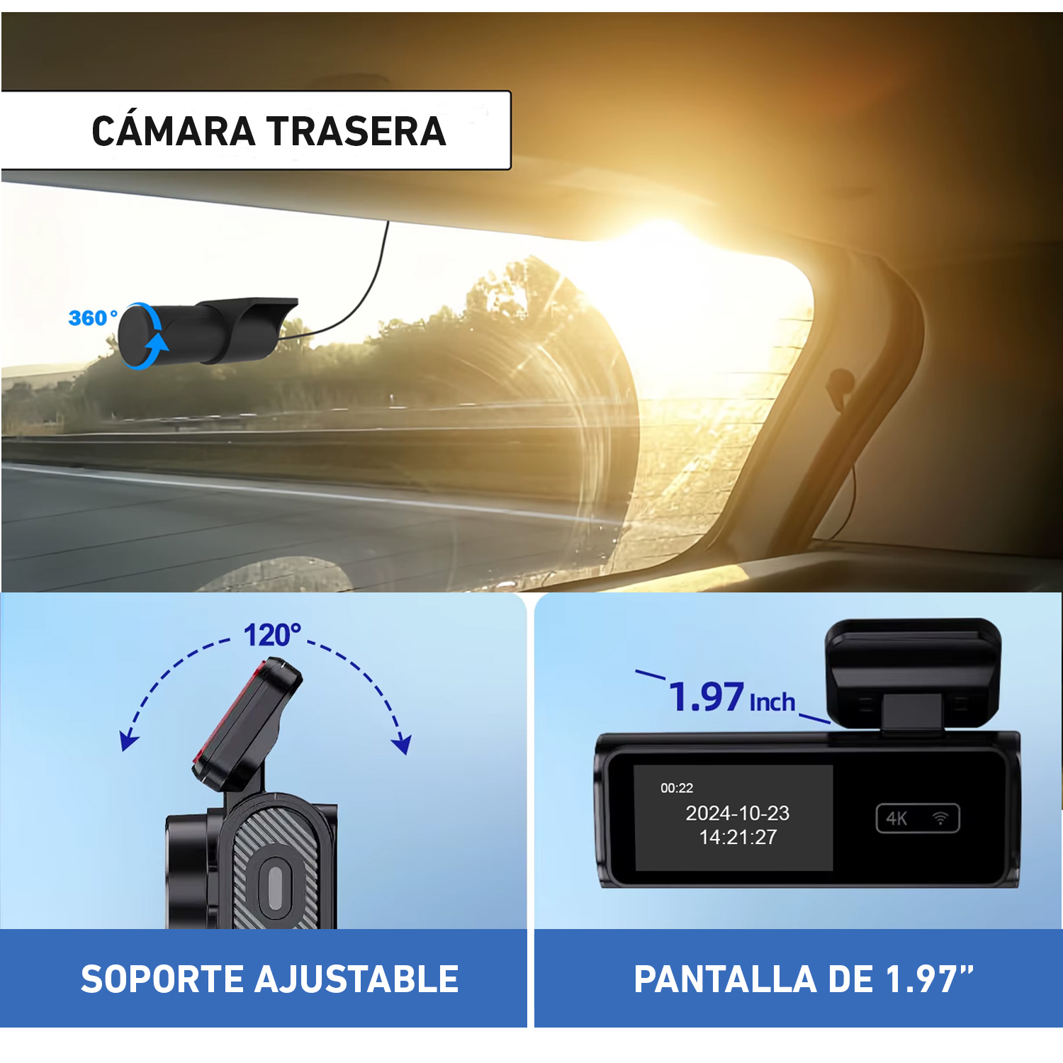 CÁMARA VEHICULAR K6 PANTALLA DIGITAL 1080P DVR WIFI AUTO CARRO - 5
