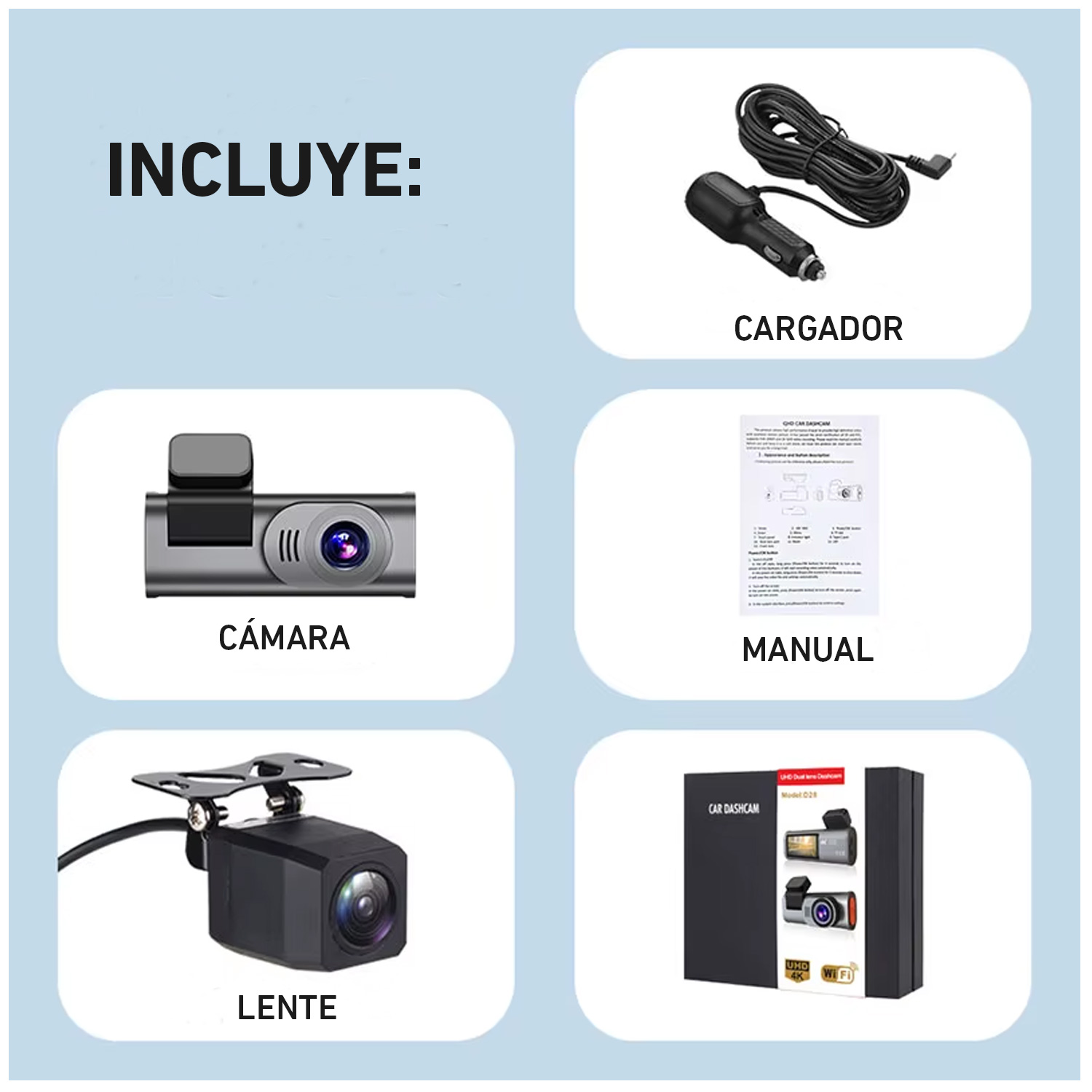 CÁMARA VEHICULAR D28W PANTALLA DIGITAL 1080P DVR WIFI AUTO CARRO - 7