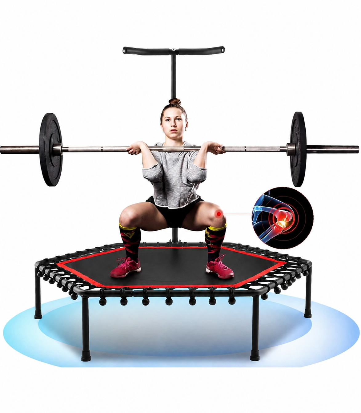 TRAMPOLÍN SALTARÍN ENTRENAMIENTO FITNESS HEXAGONAL CON  PARANTE 110CM EB046 - 3