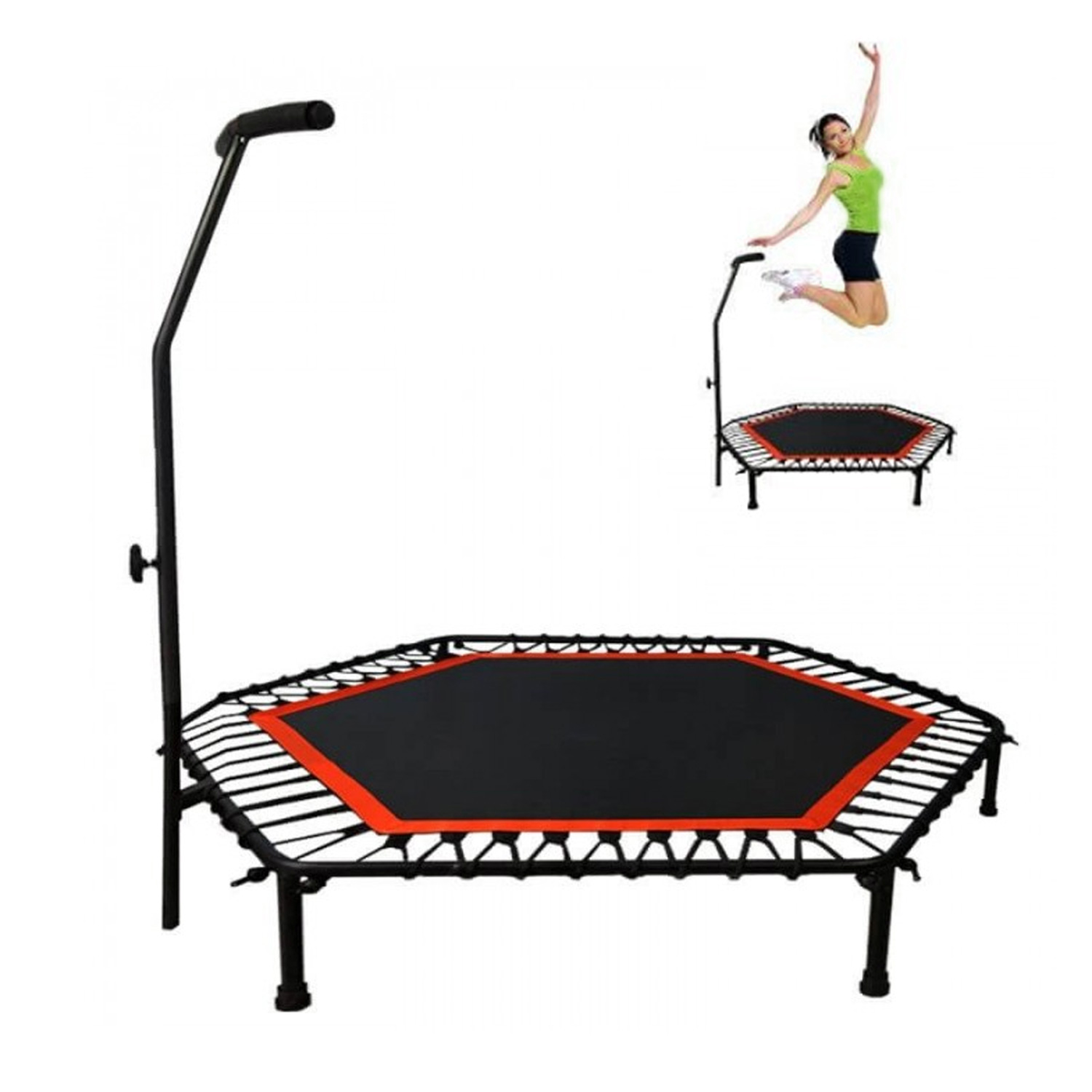 TRAMPOLÍN SALTARÍN ENTRENAMIENTO FITNESS HEXAGONAL CON  PARANTE 110CM EB046 - 5