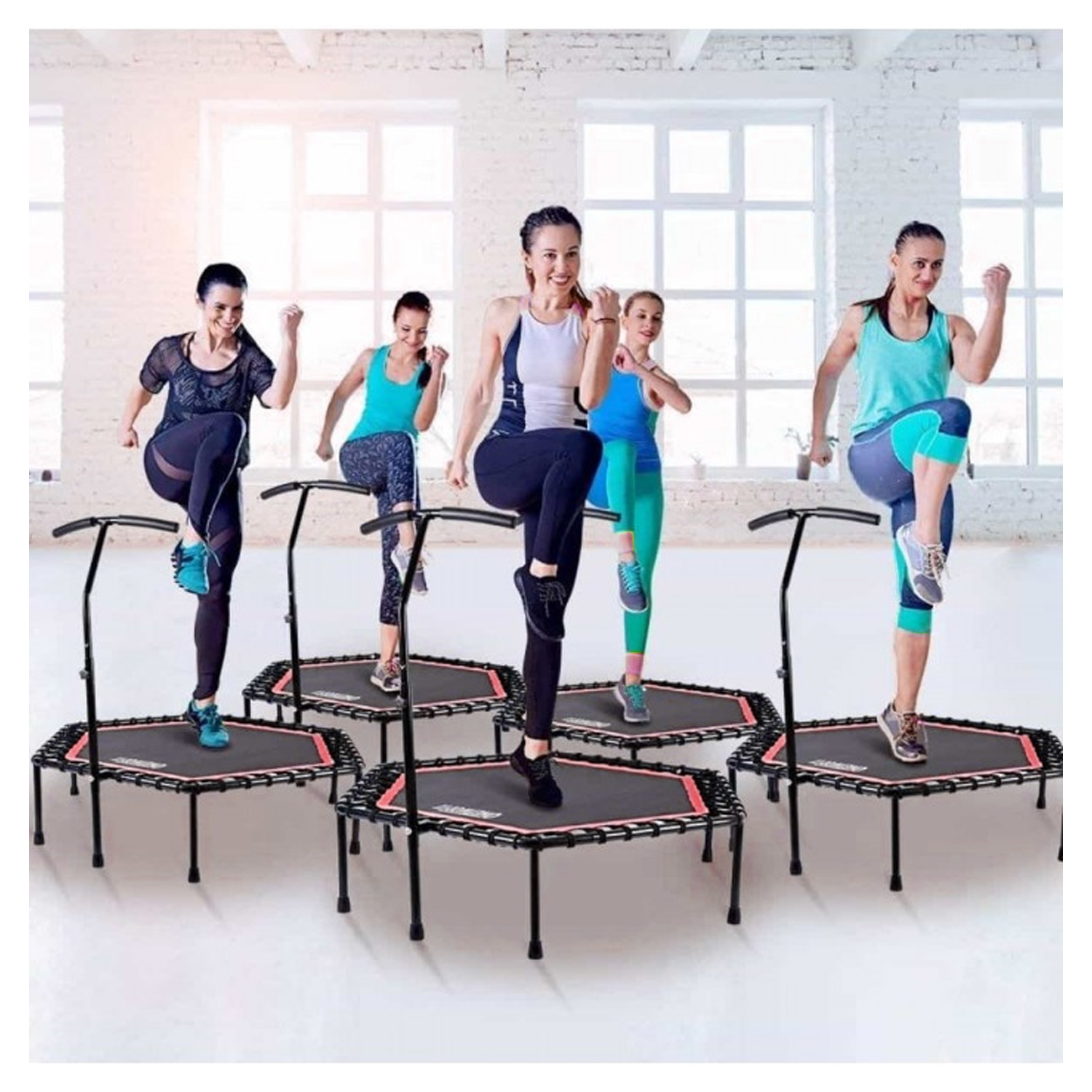 TRAMPOLÍN SALTARÍN ENTRENAMIENTO FITNESS HEXAGONAL CON  PARANTE 110CM EB046 - 6
