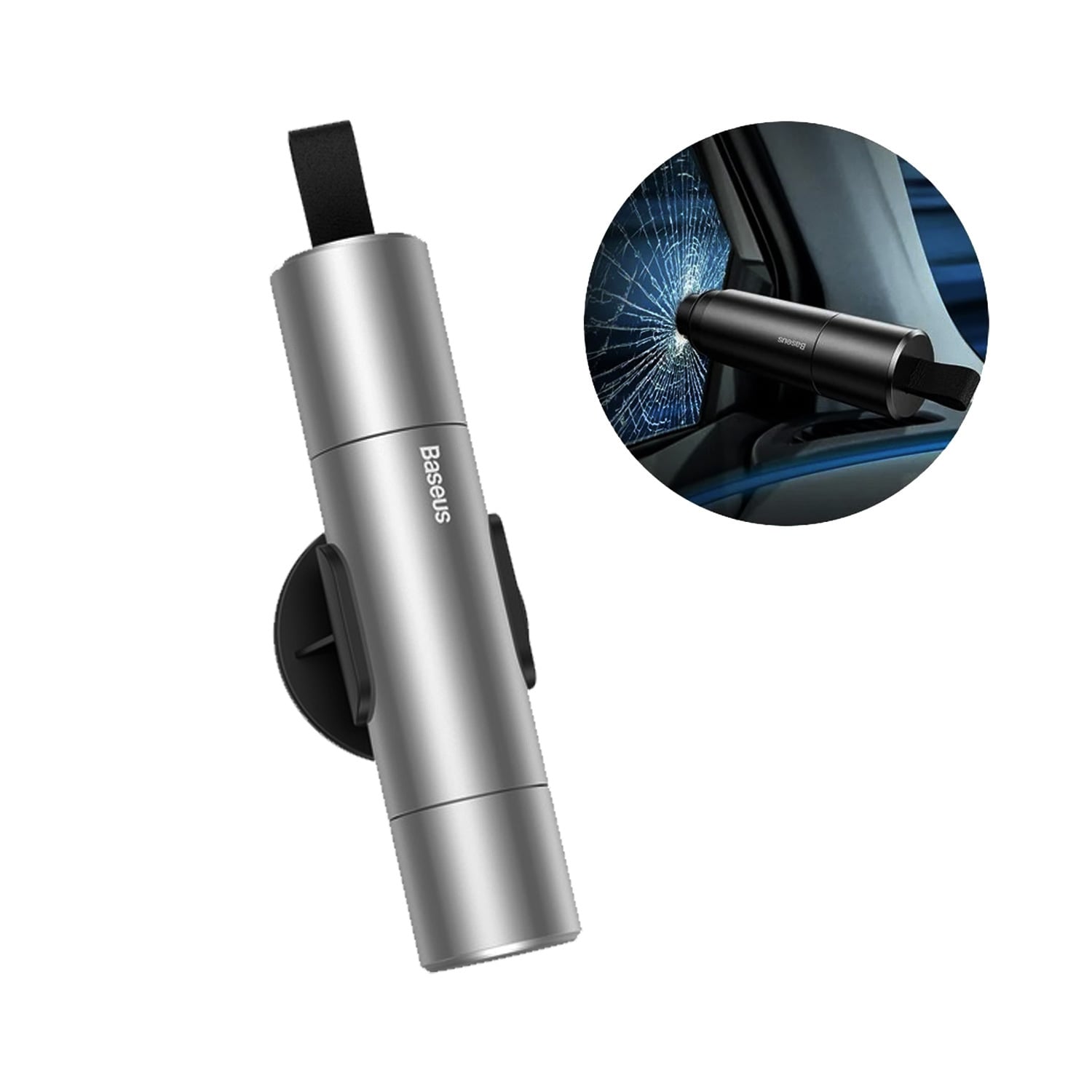 MARTILLO DE SEGURIDAD ROMPE VENTANAS Y CORTA CINTURONES BASEUS CRSFH-0G - 1