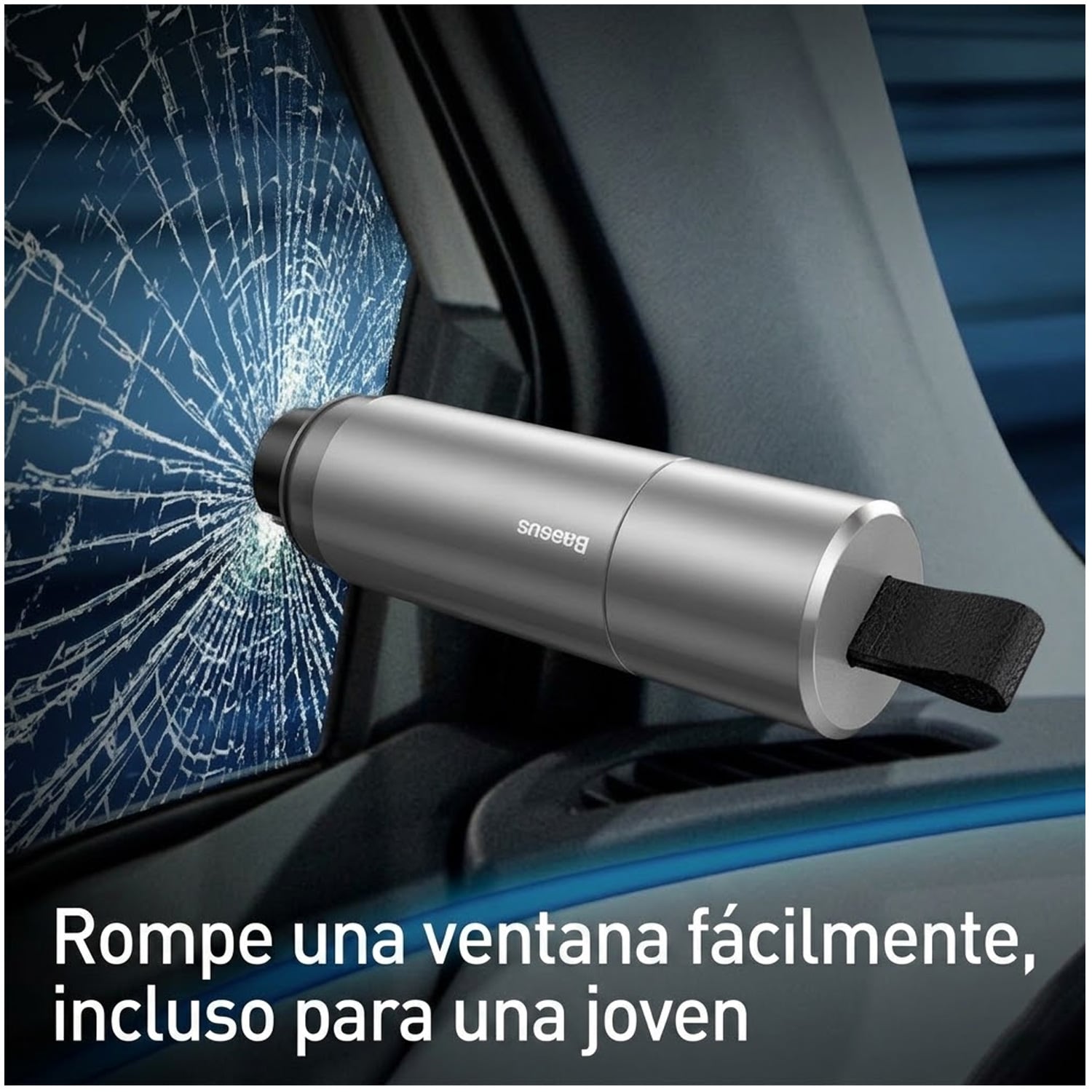 MARTILLO DE SEGURIDAD ROMPE VENTANAS Y CORTA CINTURONES BASEUS CRSFH-0G - 2