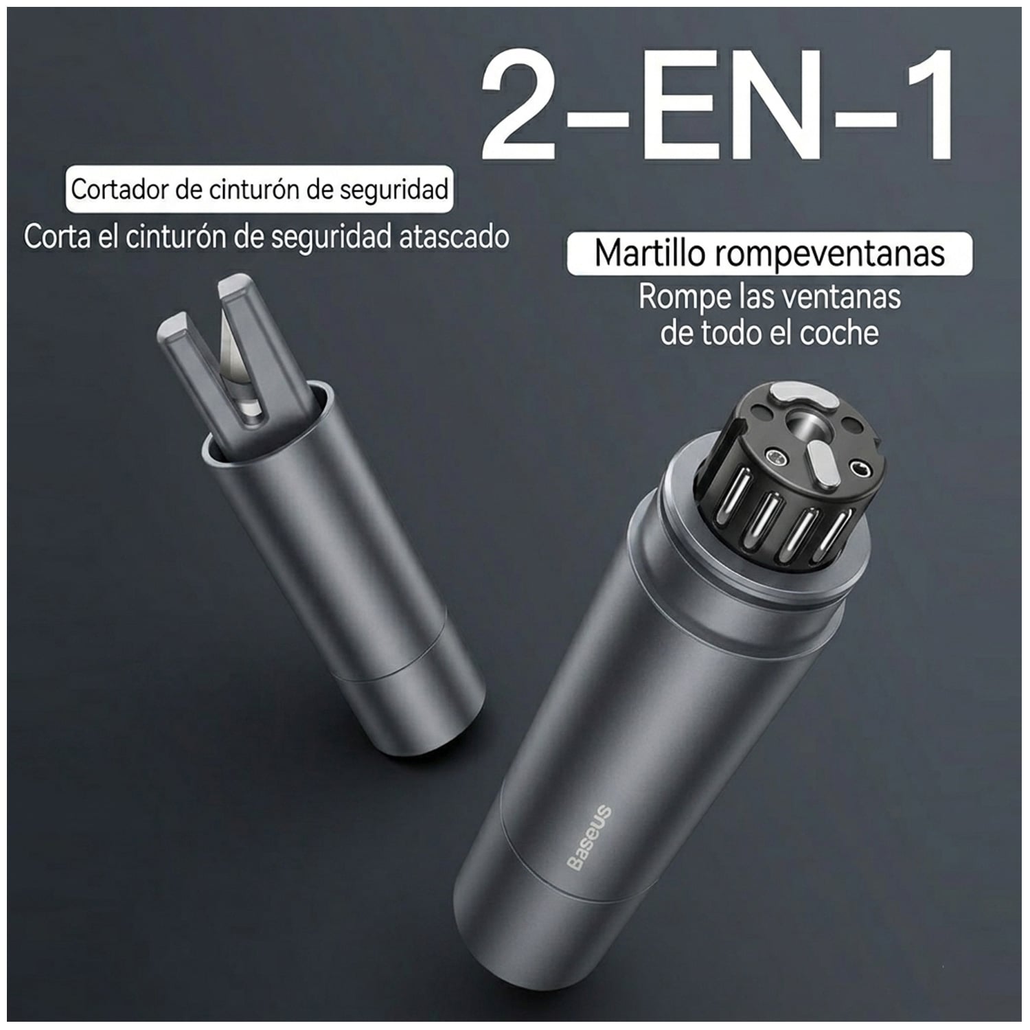 MARTILLO DE SEGURIDAD ROMPE VENTANAS Y CORTA CINTURONES BASEUS CRSFH-0G - 6