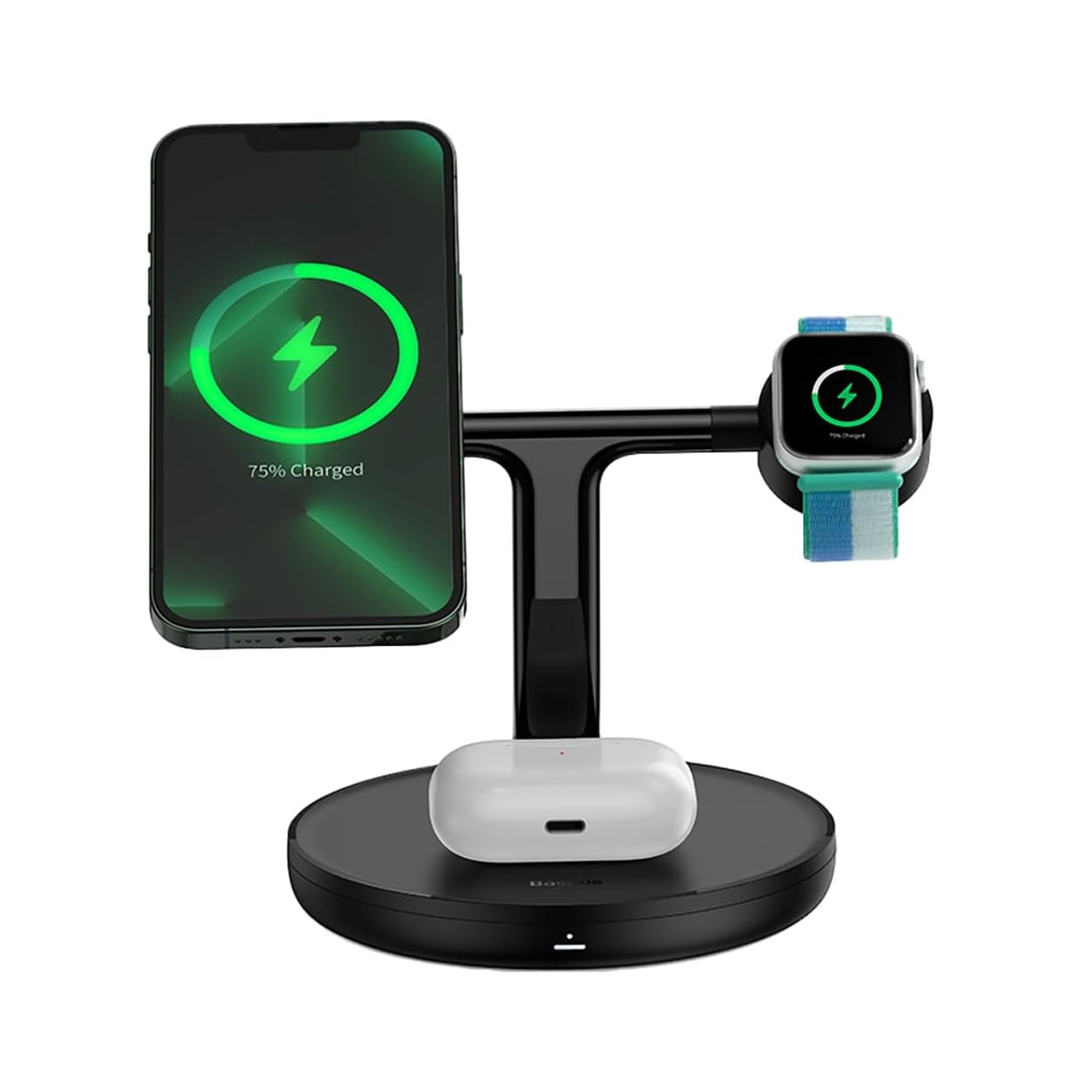CARGADOR INALÁMBRICO 3 EN 1 BASEUS 20W CARGA MAGNÉTICA CELULAR RLEOJ AIRPODS BASEUS WXTE000101 - 2