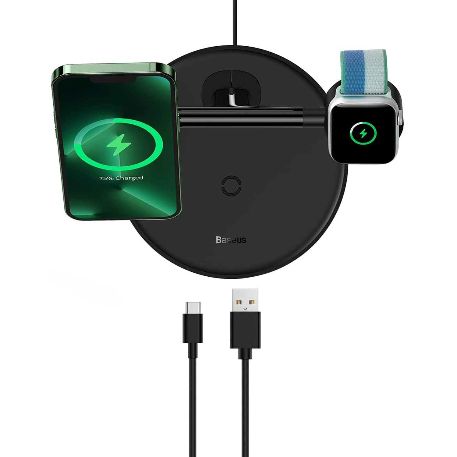 CARGADOR INALÁMBRICO 3 EN 1 BASEUS 20W CARGA MAGNÉTICA CELULAR RLEOJ AIRPODS BASEUS WXTE000101 - 6