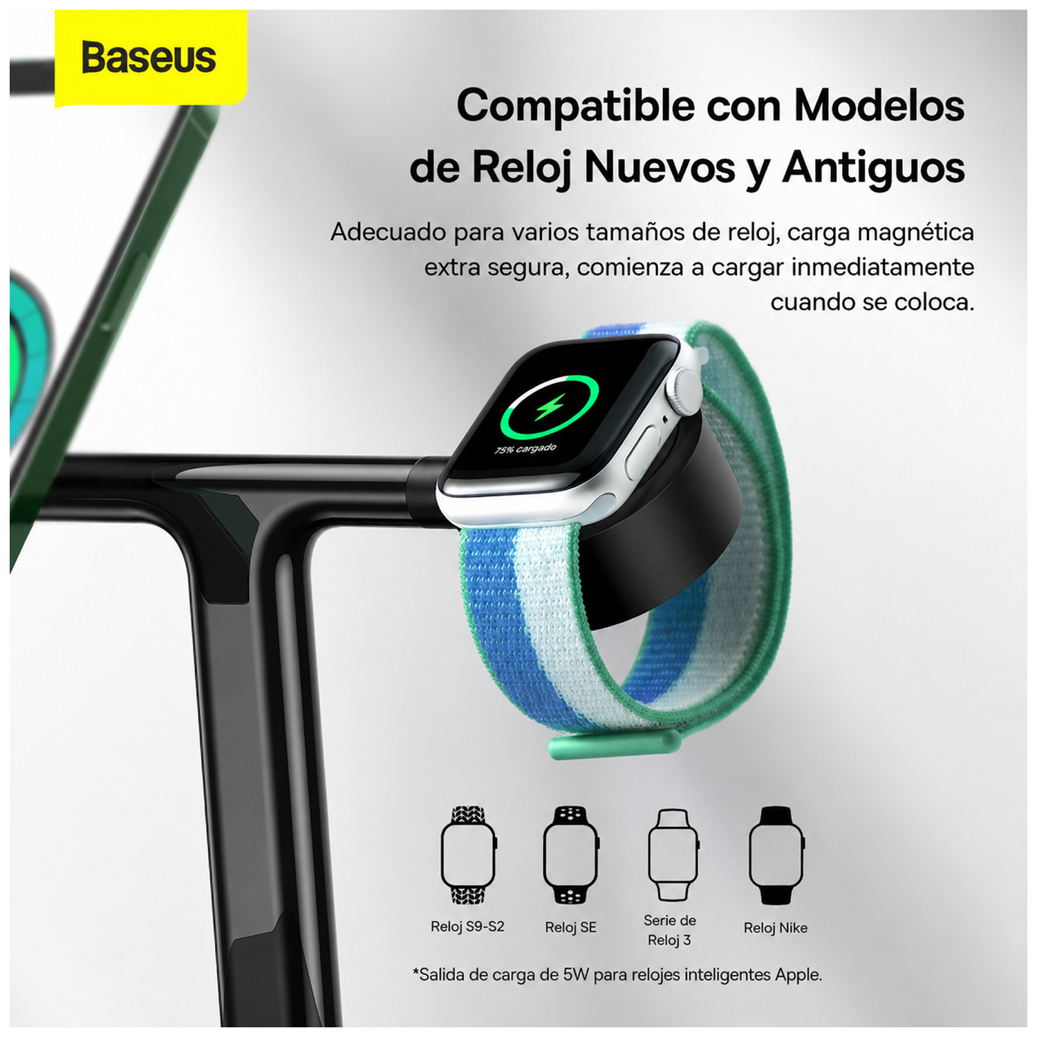 CARGADOR INALÁMBRICO 3 EN 1 BASEUS 20W CARGA MAGNÉTICA CELULAR RLEOJ AIRPODS BASEUS WXTE000101 - 9