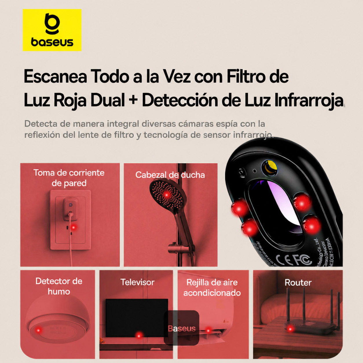 DETECTOR DE CÁMARA OCULTA INFRARROJAS  HEYO SERIES II PORTABLE LINTERNA LED BASEUS L60476900111-00 - 3