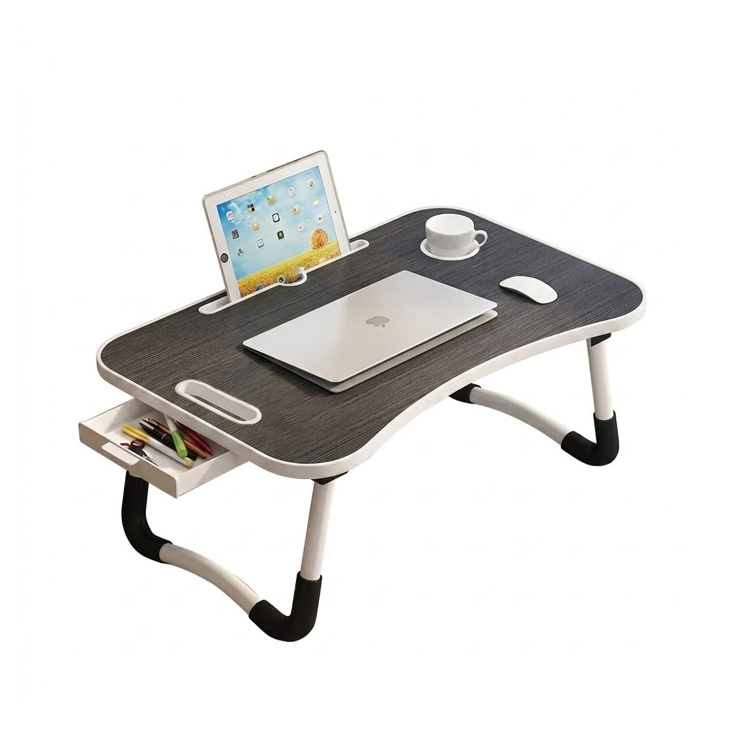 MESA PARA LAPTOP ESCRITORIO PLEGABLE PORTÁTIL DK01 CAJÓN DE ALMACENAMIENTO GRIS OSCURO - 1