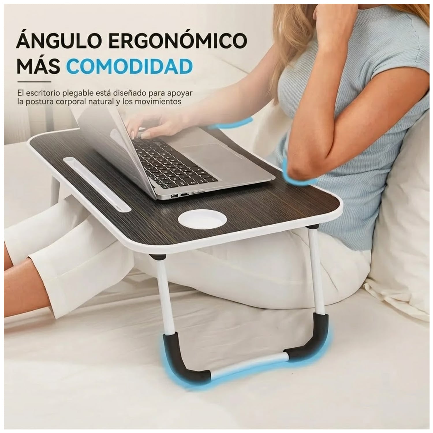 MESA PARA LAPTOP ESCRITORIO PLEGABLE PORTÁTIL DK01 CAJÓN DE ALMACENAMIENTO GRIS OSCURO - 3