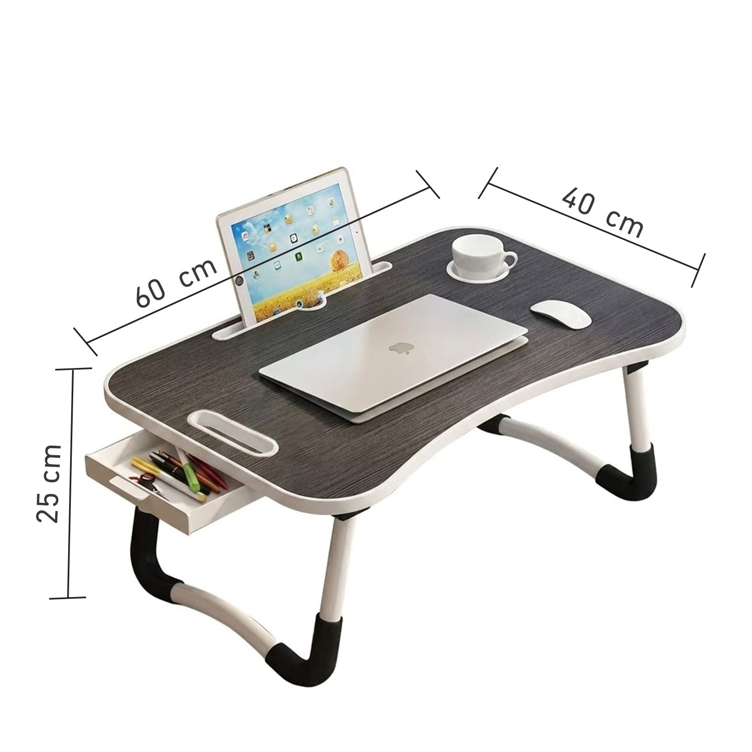 MESA PARA LAPTOP ESCRITORIO PLEGABLE PORTÁTIL DK01 CAJÓN DE ALMACENAMIENTO GRIS OSCURO - 6