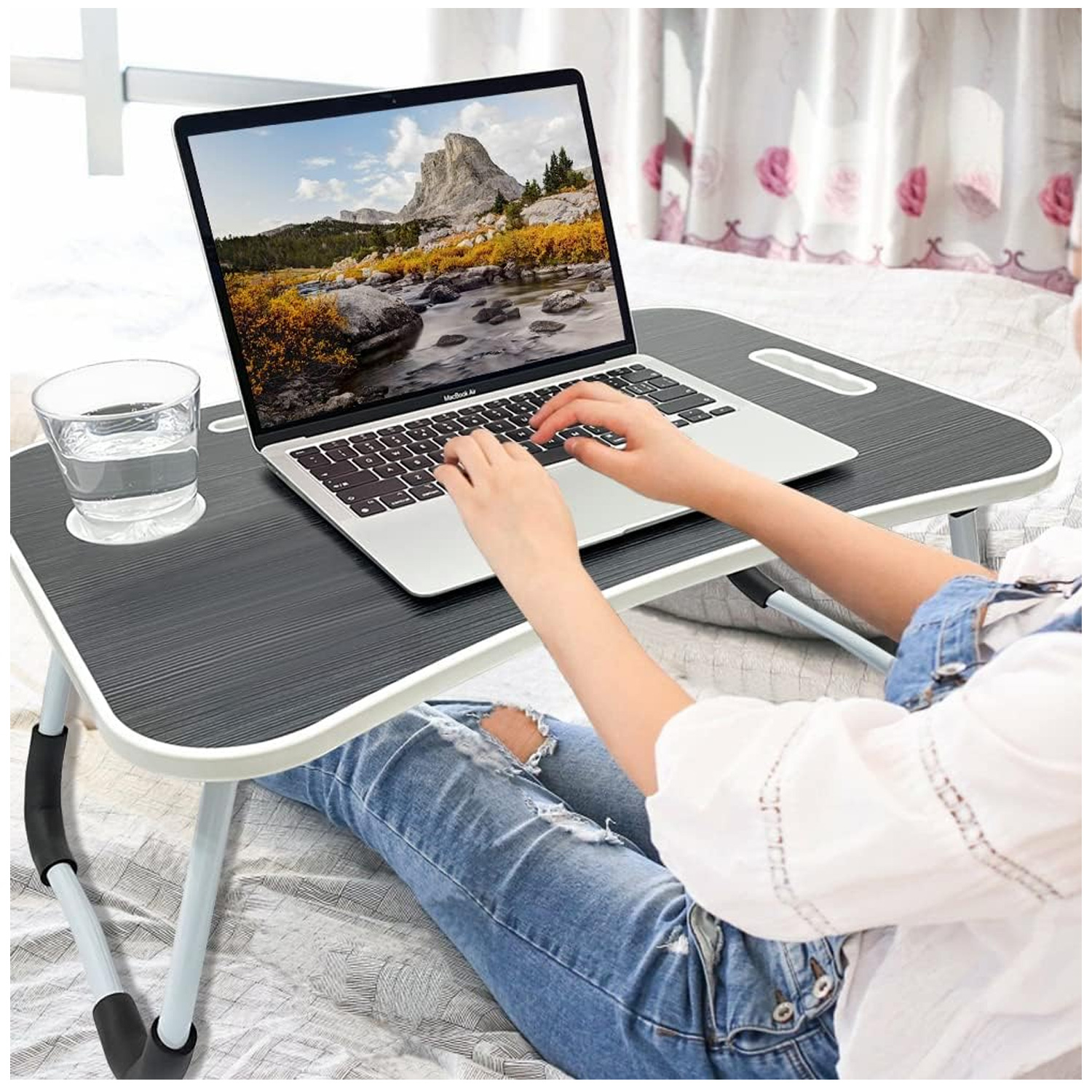 MESA PARA LAPTOP ESCRITORIO PLEGABLE PORTÁTIL DK01 GRIS OSCURO - 8