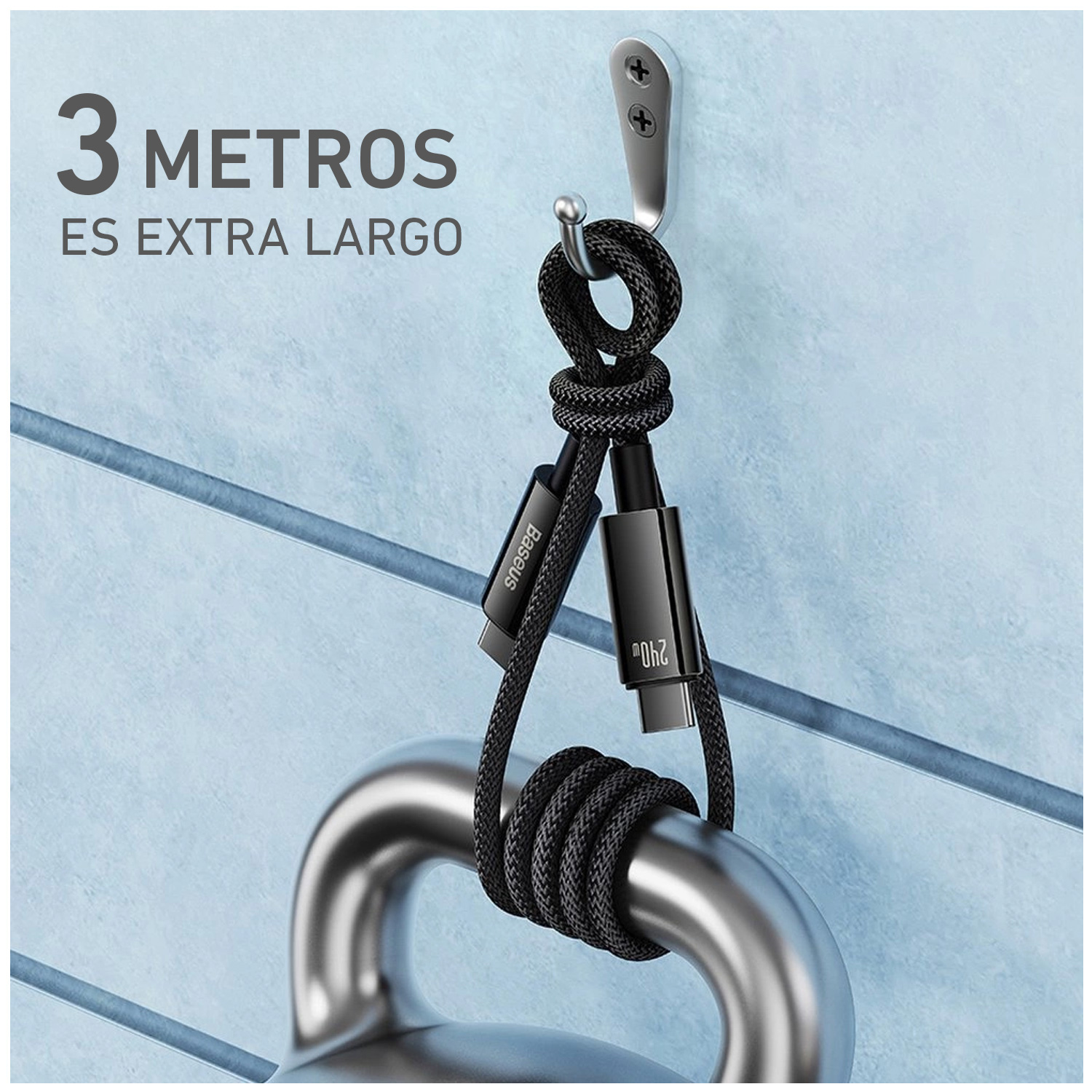 CABLE DE CARGA RÁPIDA 3M BASEUS TIPO-C A TIPO-C 240W CAWJ040201 - 6