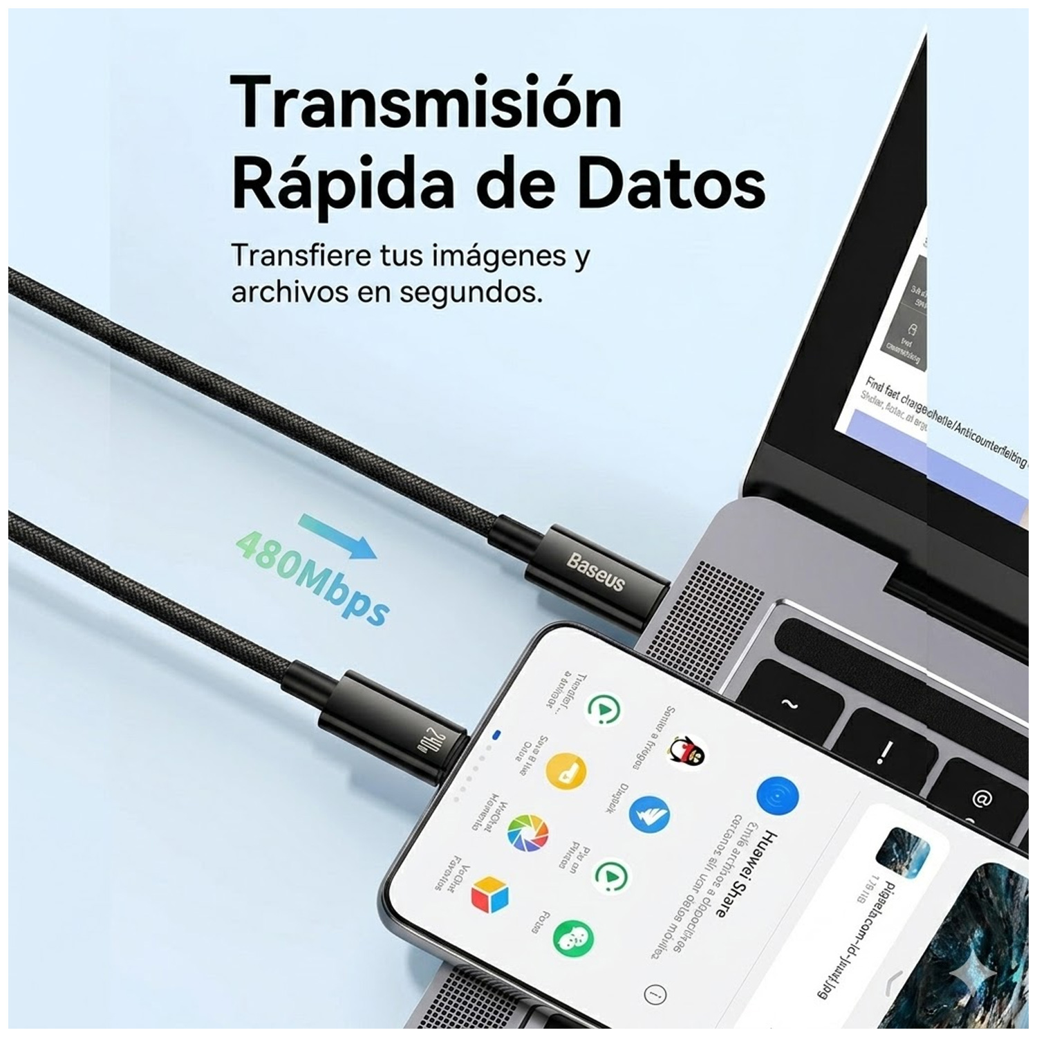 CABLE DE CARGA RÁPIDA 3M BASEUS TIPO-C A TIPO-C 240W CAWJ040201 - 8