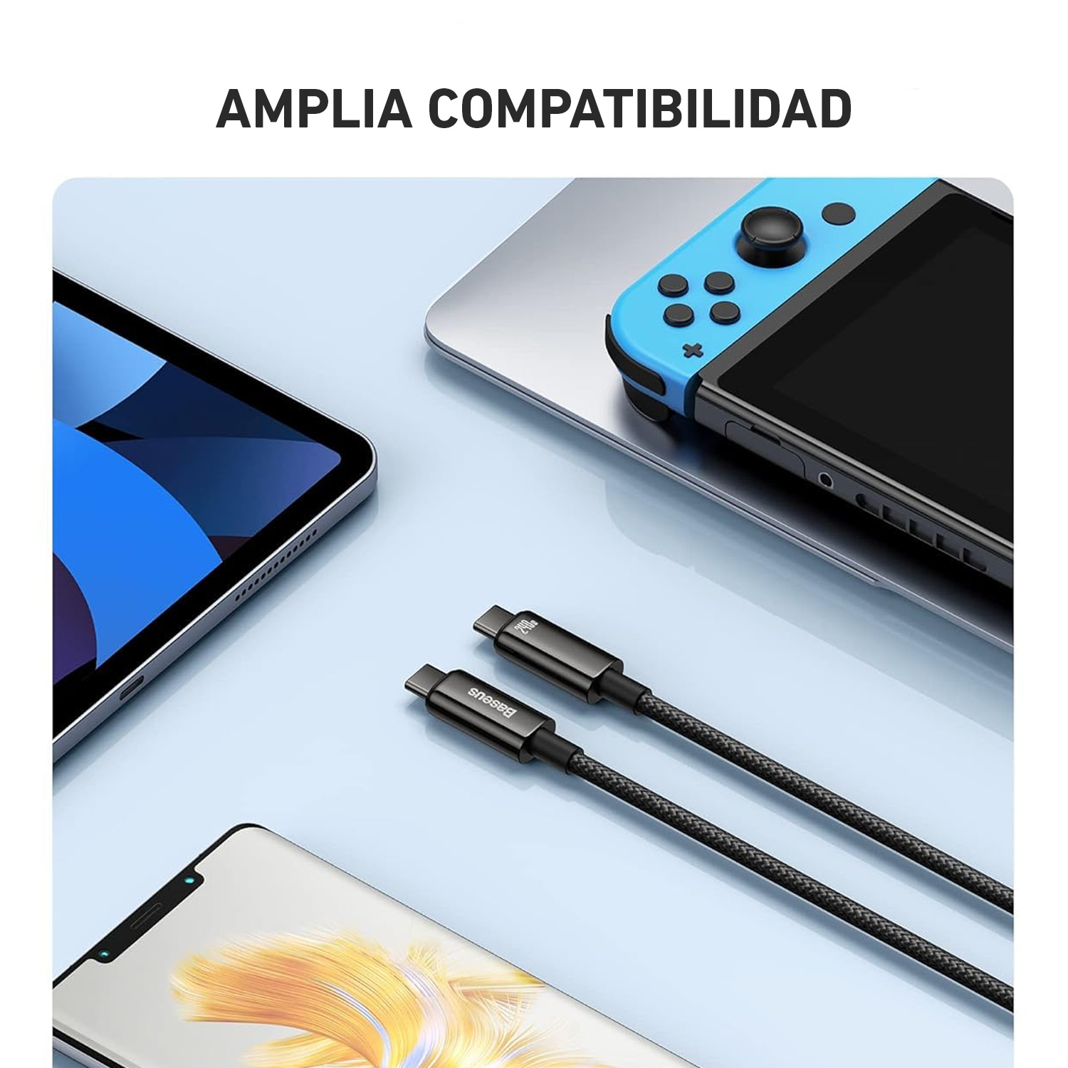CABLE DE CARGA RÁPIDA 3M BASEUS TIPO-C A TIPO-C 240W CAWJ040201 - 9