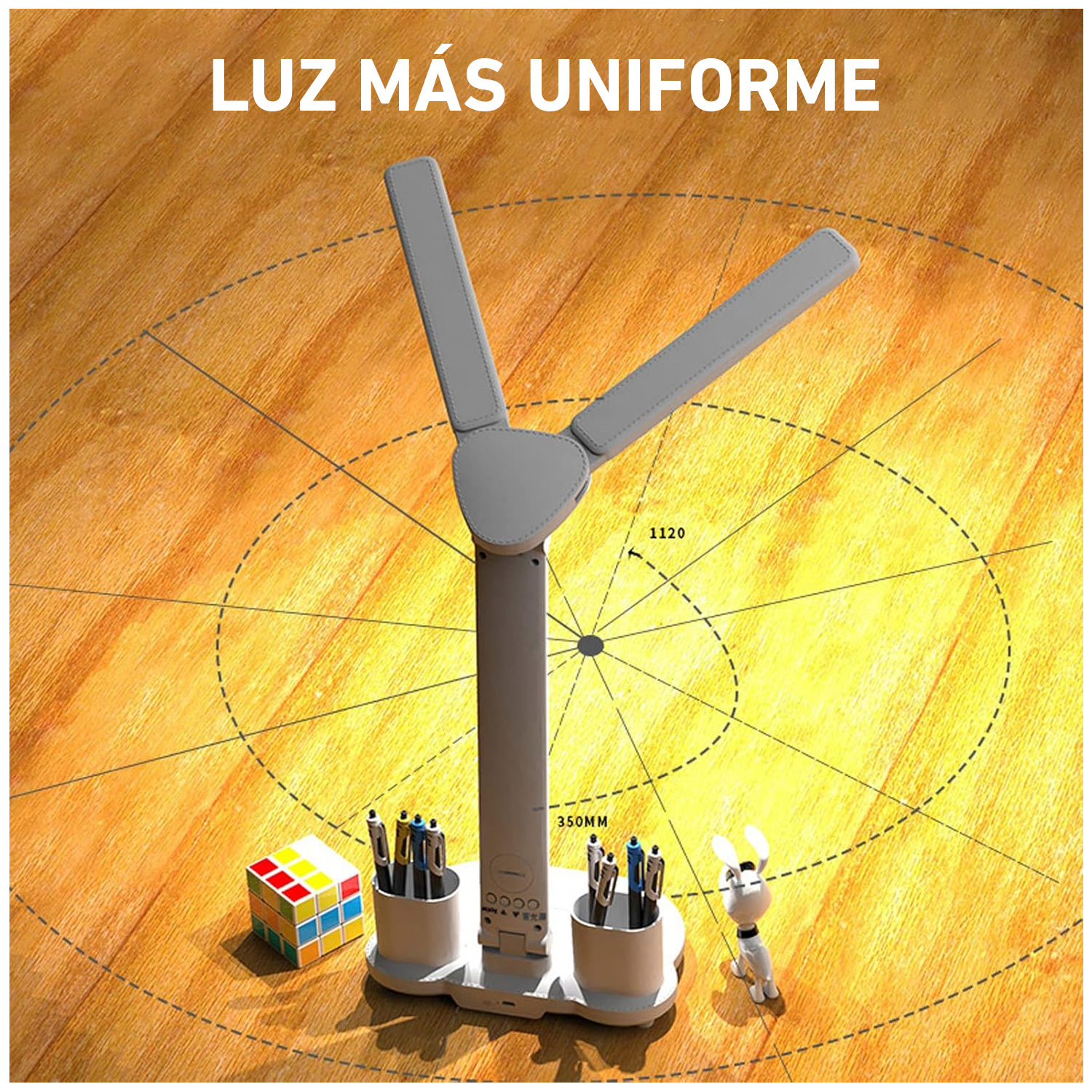 LÁMPARA DE ESCRITORIO LUZ LED REGULABLE LT06 PLEGABLE CON CALENDARIO HORA TEMPERATURA - 7