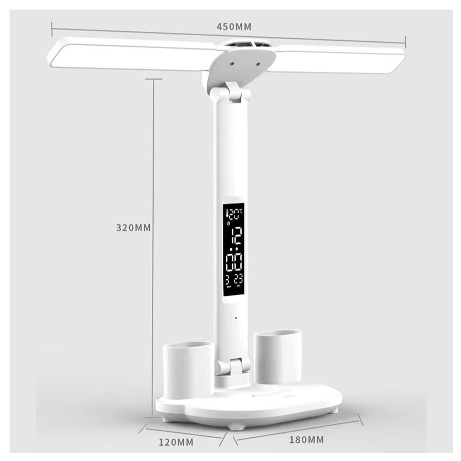 LÁMPARA DE ESCRITORIO LUZ LED REGULABLE LT06 PLEGABLE CON CALENDARIO HORA TEMPERATURA - 8
