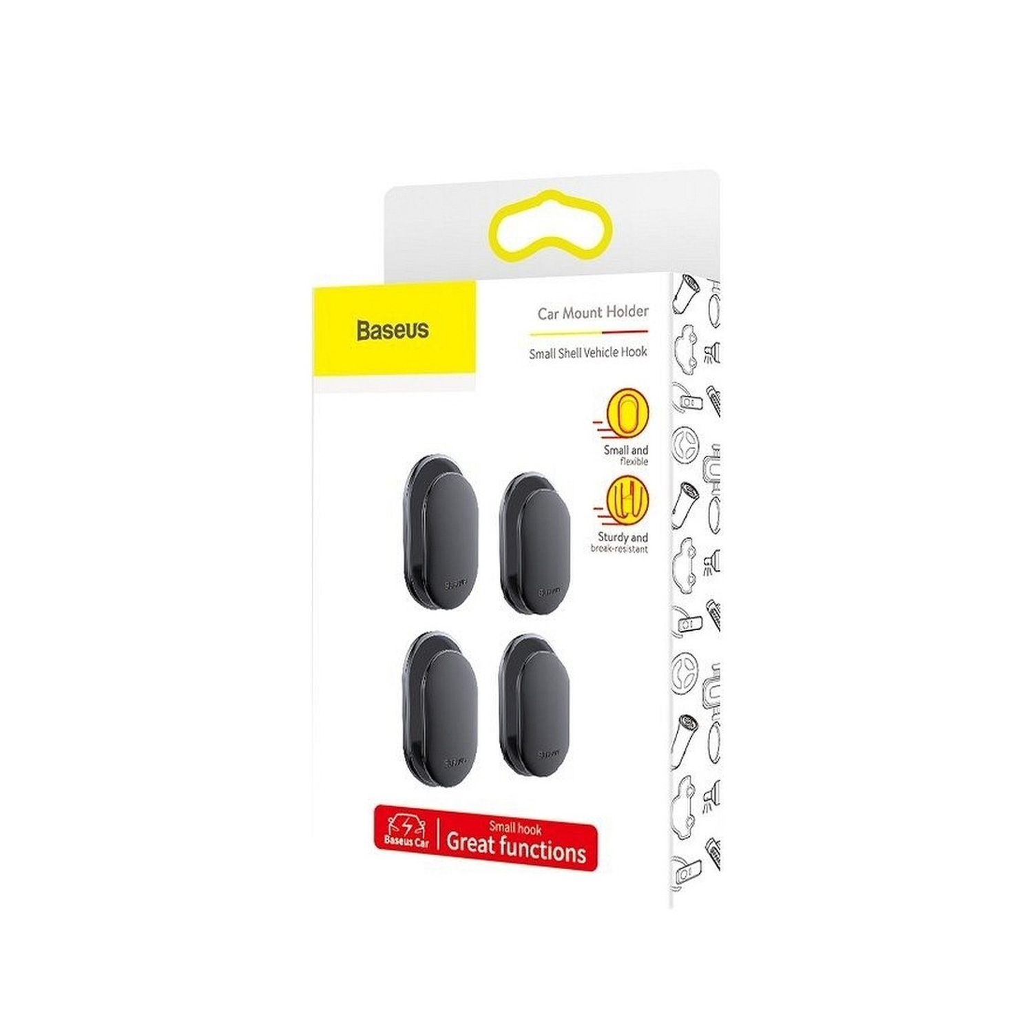 GANCHOS ADHESIVOS X4 SOPORTE MINI CLIP ORGANIZADOR PARA CARRO BASEUS ACGGBK-01 - 4