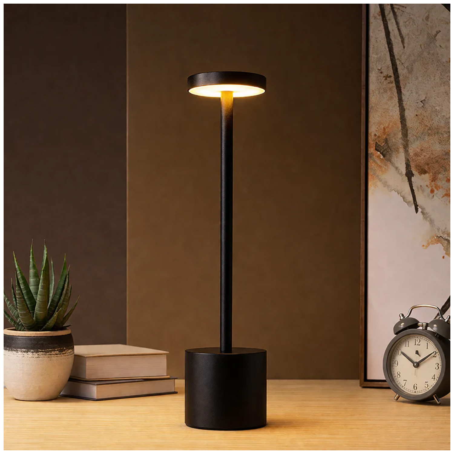 LÁMPARA DE ESCRITORIO LUZ LED REGULABLES INALÁMBRICA TÁCTIL LT02 NEGRO - 2