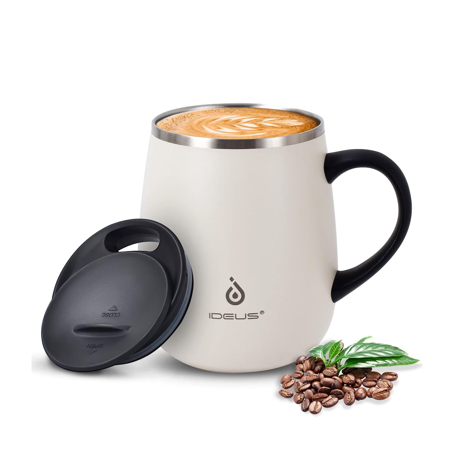 TAZA TÉRMICA AISLADA 16OZ IDEUS ACERO INOXIDABLE TAPA ANTIDERRAMES MUG01 - 1