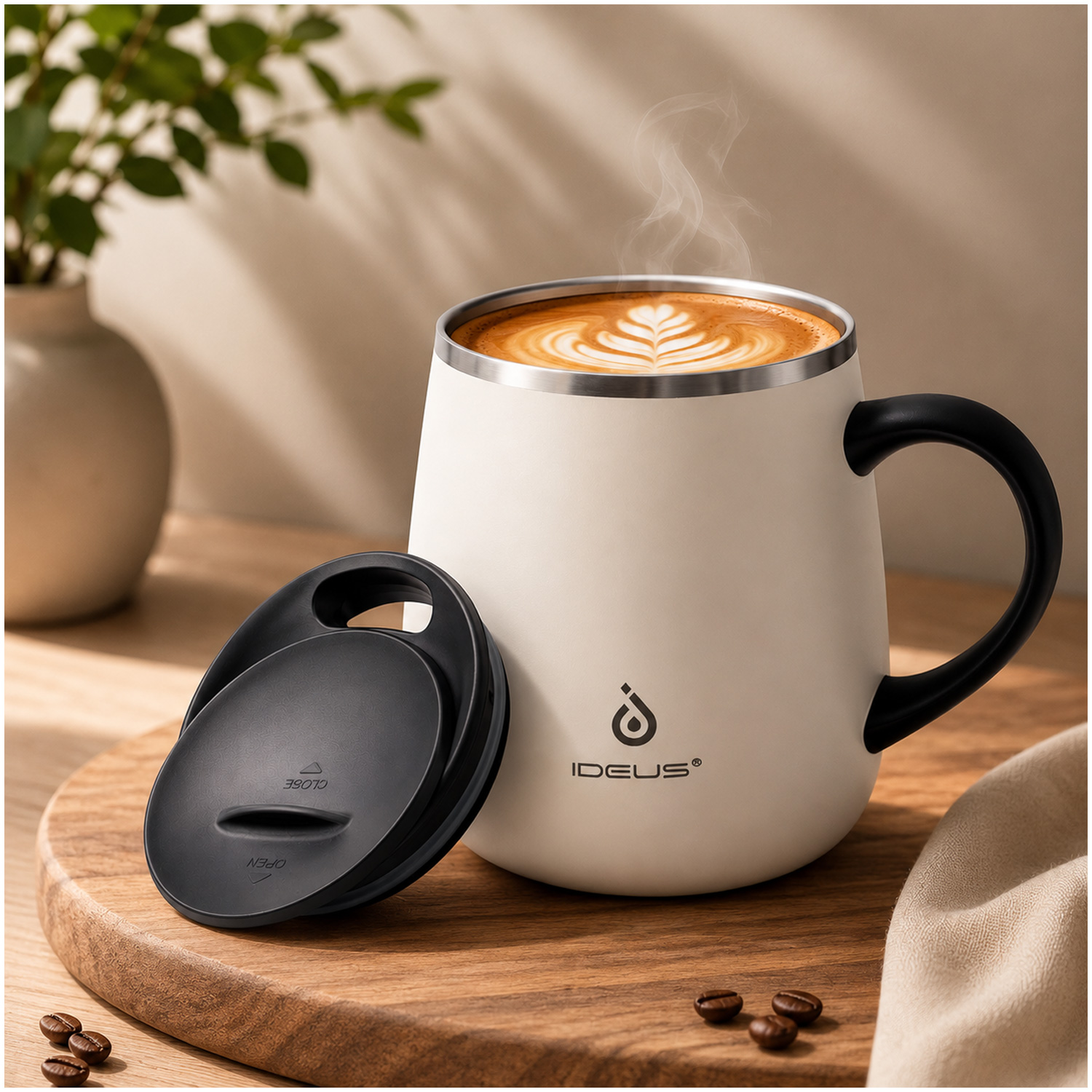 TAZA TÉRMICA AISLADA 16OZ IDEUS ACERO INOXIDABLE TAPA ANTIDERRAMES MUG01 - 6