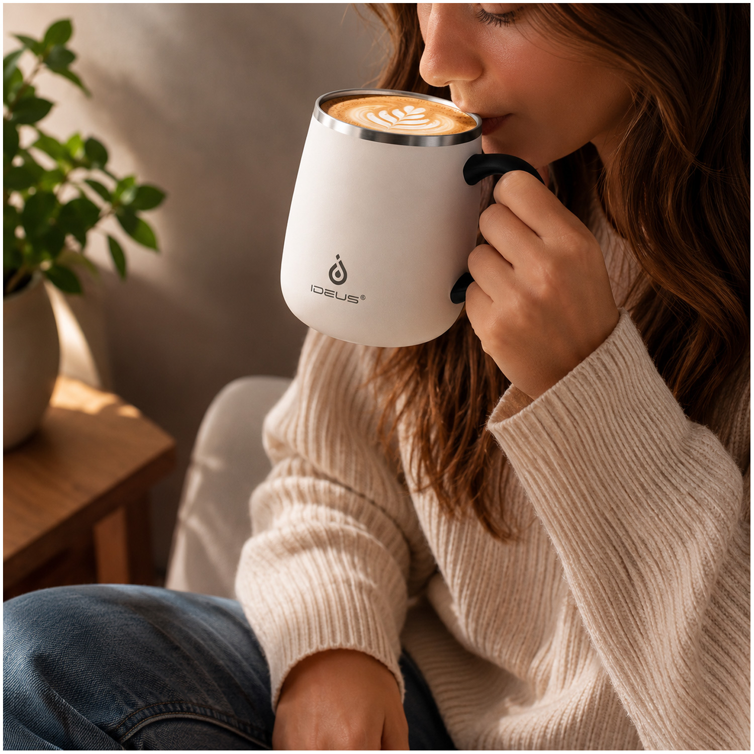 TAZA TÉRMICA AISLADA 16OZ IDEUS ACERO INOXIDABLE TAPA ANTIDERRAMES MUG01 - 7