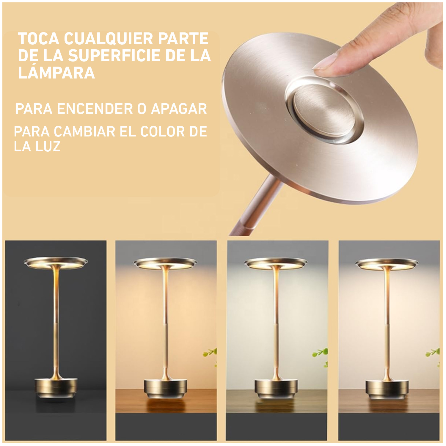 LÁMPARA DE MESA LUZ LED REGULABLE INALÁMBRICA TÁCTIL LT01 SILVER - 6