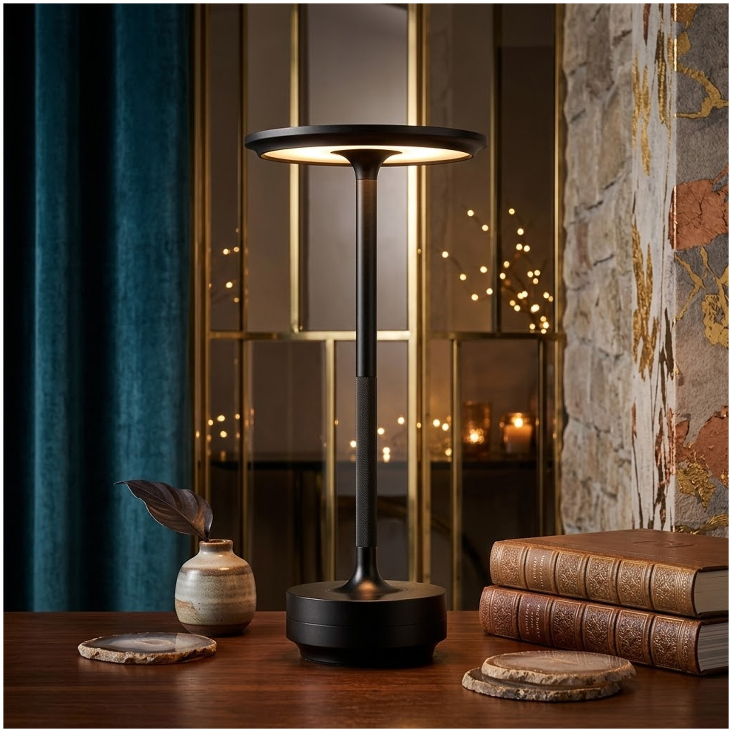 LÁMPARA DE MESA LUZ LED REGULABLE TÁCTIL INALÁMBRICA LT01-NEGRO - 10