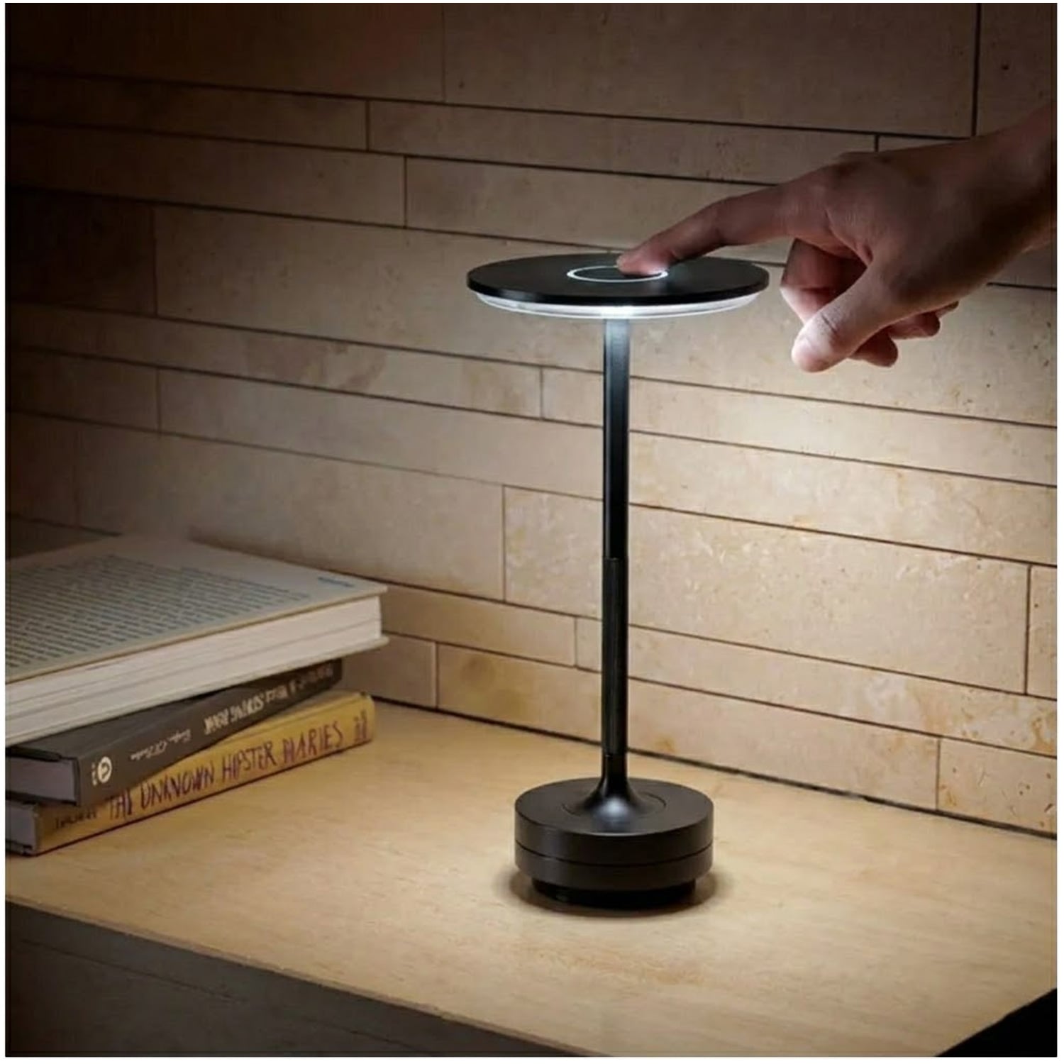 LÁMPARA DE MESA LUZ LED REGULABLE TÁCTIL INALÁMBRICA LT01-NEGRO - 2