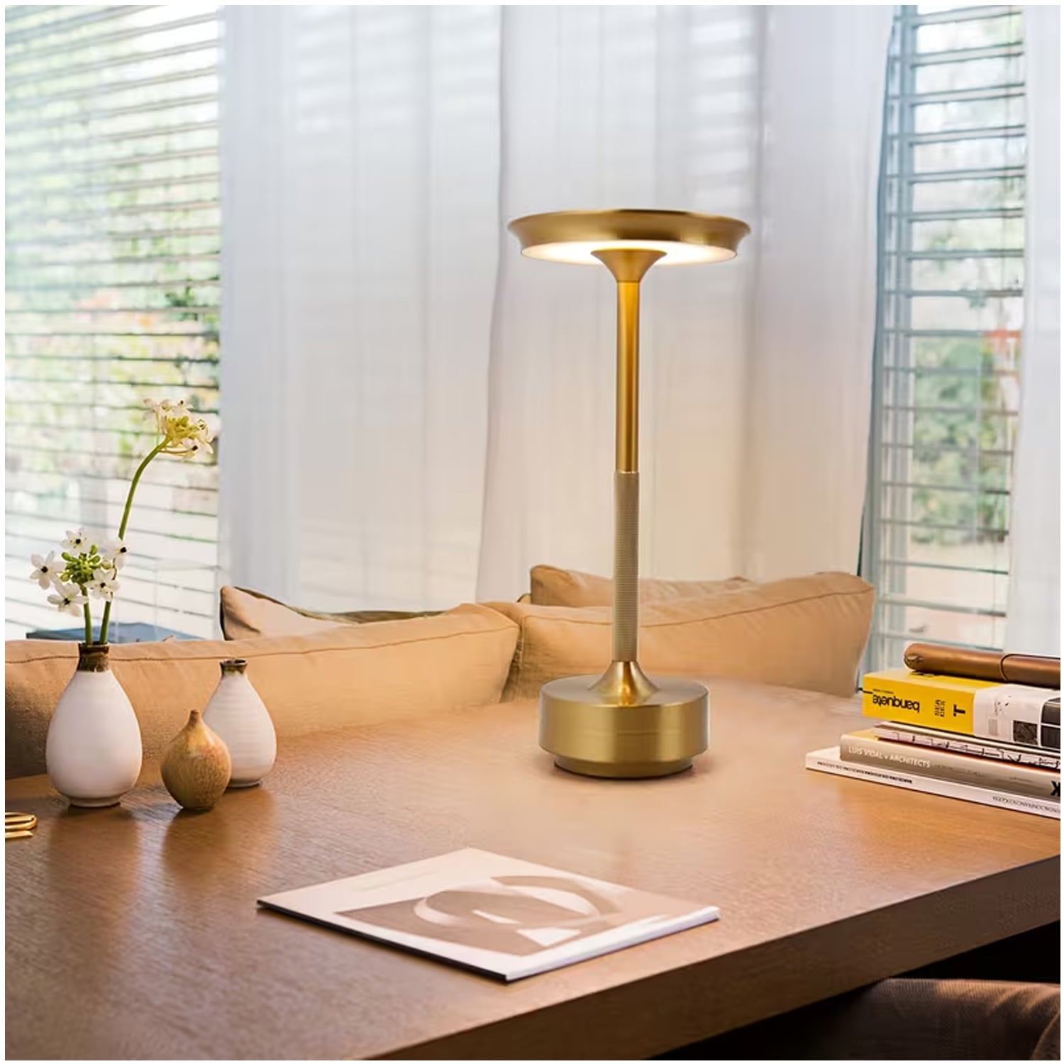 LÁMPARA DE MESA LUZ LED REGULABLE INALÁMBRICA TÁCTIL LT01 GOLDEN - 3