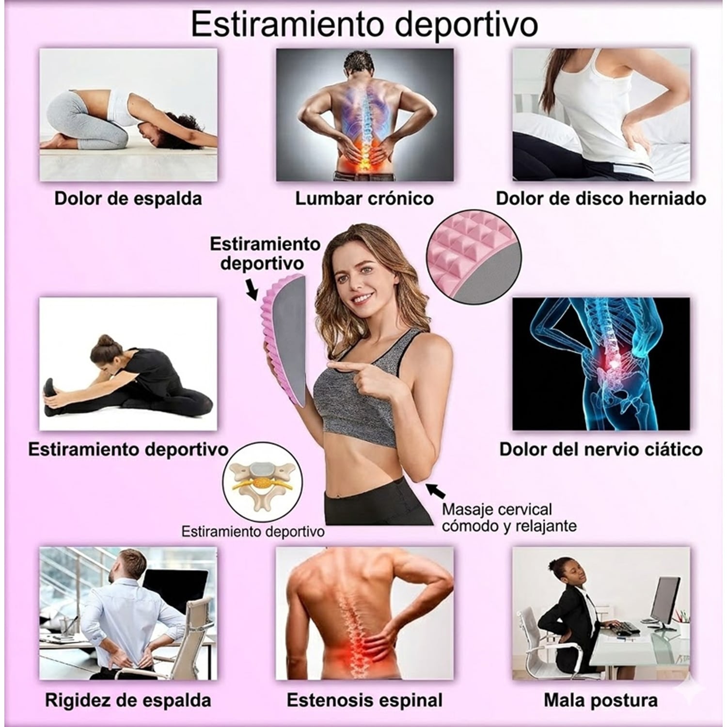ALMOHADILLA DE ESTIRAMIENTO LUMBAR ESTIRAMIENTO YOGA BSP02 ROSA - 8