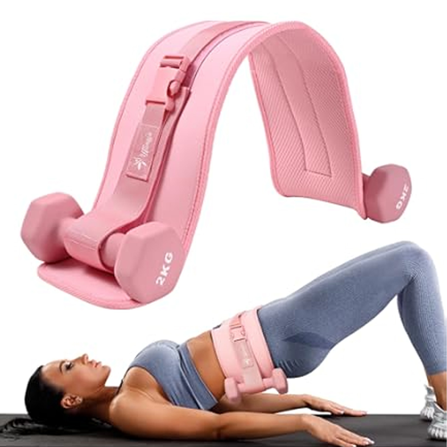 CINTURÓN DE EMPUJE DE CADERA PARA DEPORTE ENTRENADOR DE GLÚTEOS BSP01 ROSA - 1