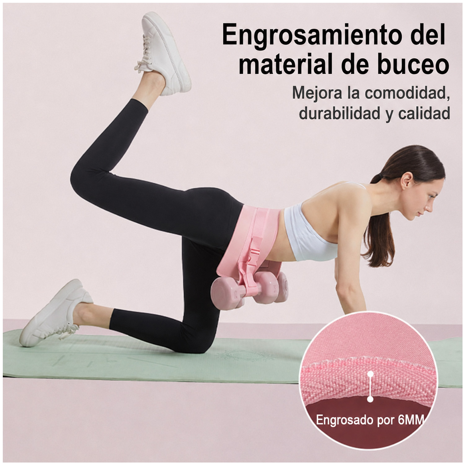 CINTURÓN DE EMPUJE DE CADERA PARA DEPORTE ENTRENADOR DE GLÚTEOS BSP01 ROSA - 6