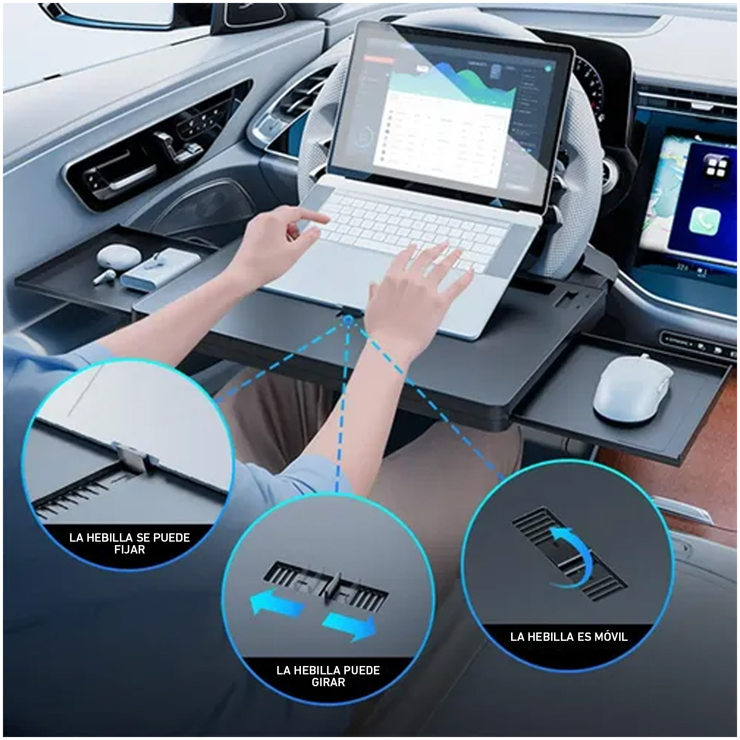 MESA SOPORTE PORTÁTIL PARA VOLANTE DE CARRO PARA LAPTOP Y ACCESORIOS A15 - 5
