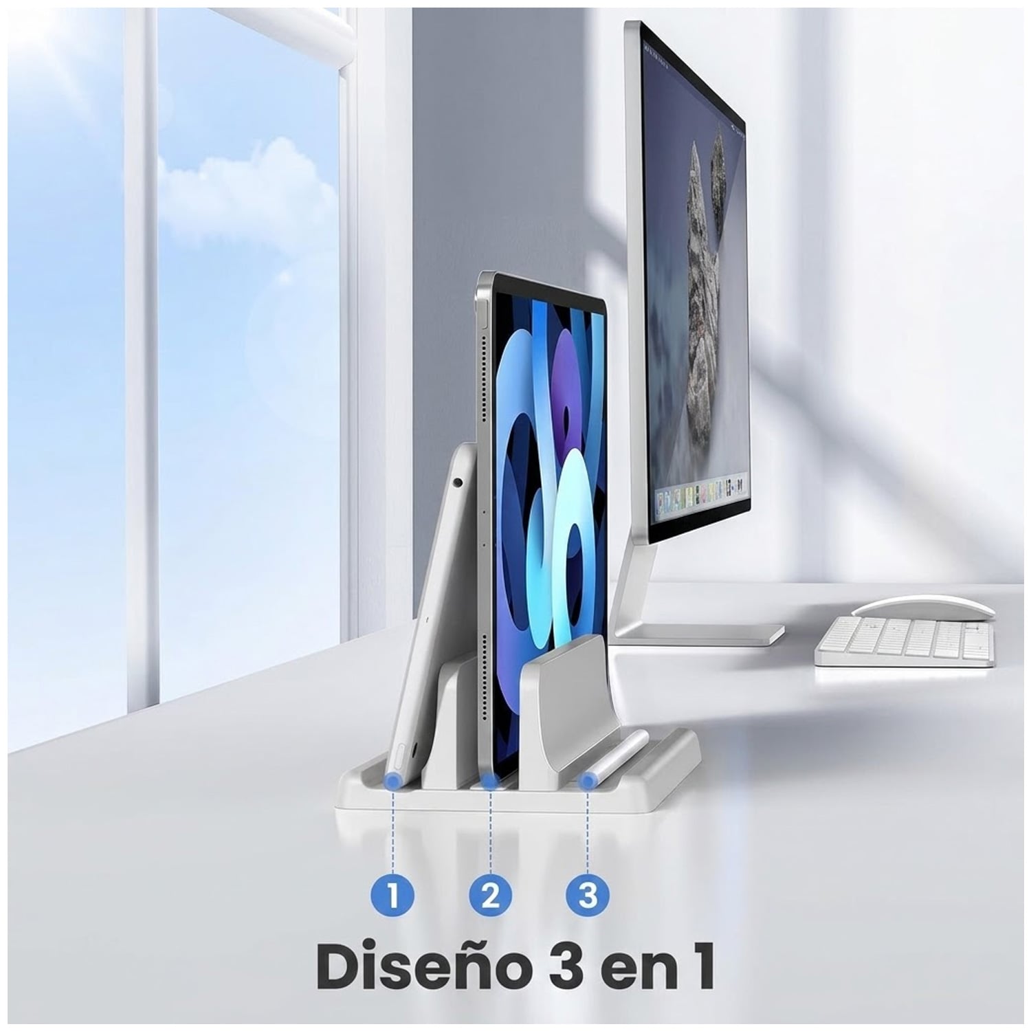 SOPORTE BASE VERTICAL DE ESCRITORIO PARA LAPTOP TABLET Y CELULAR AJUSTABLE VAYDEER SZ2S012 - 2