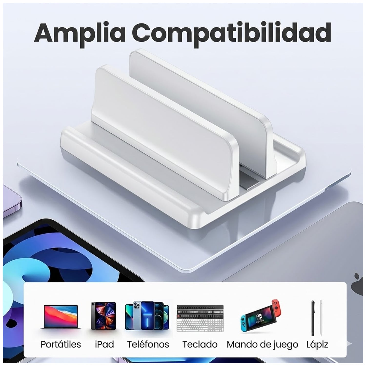 SOPORTE BASE VERTICAL DE ESCRITORIO PARA LAPTOP TABLET Y CELULAR AJUSTABLE VAYDEER SZ2S012 - 3