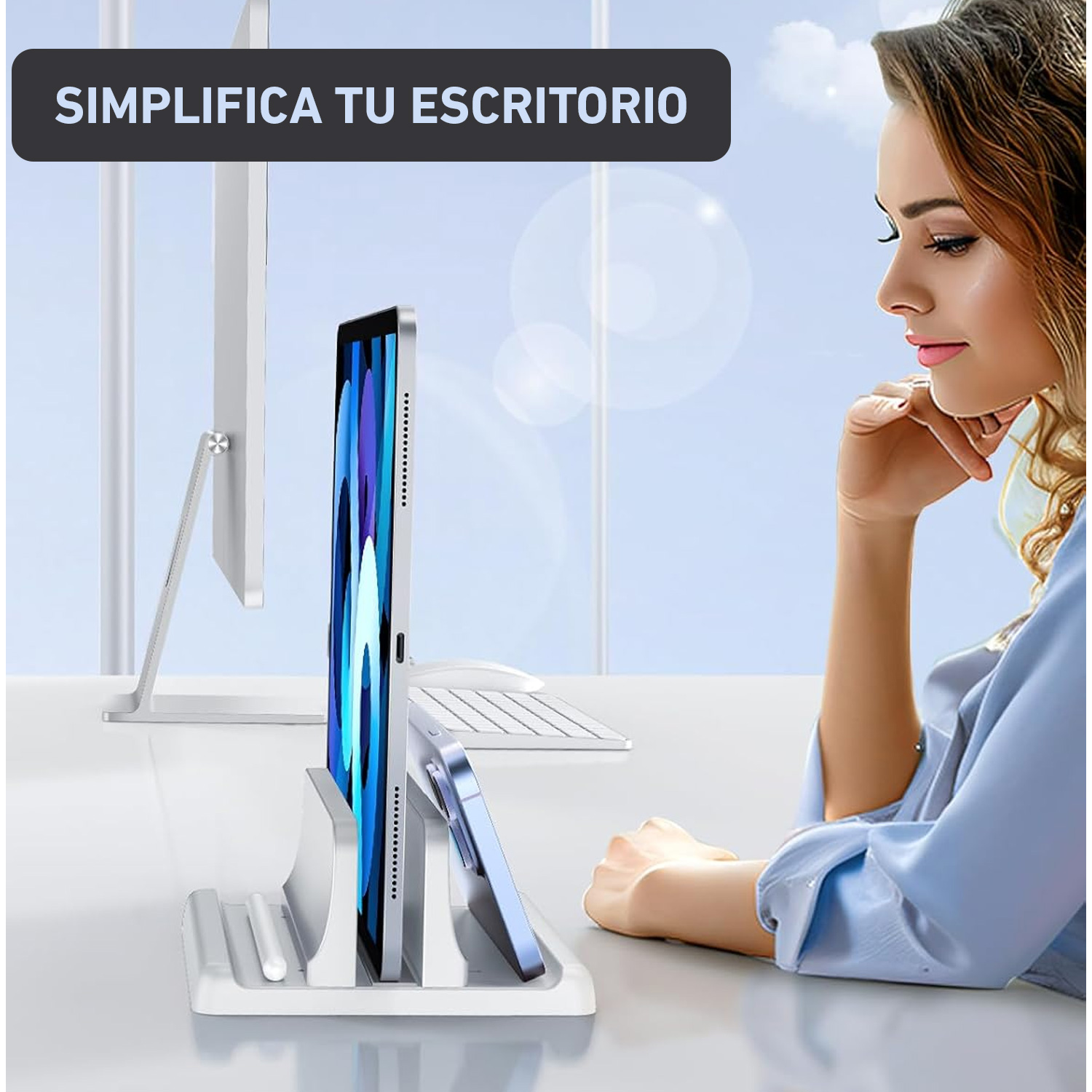 SOPORTE BASE VERTICAL DE ESCRITORIO PARA LAPTOP TABLET Y CELULAR AJUSTABLE VAYDEER SZ2S012 - 4