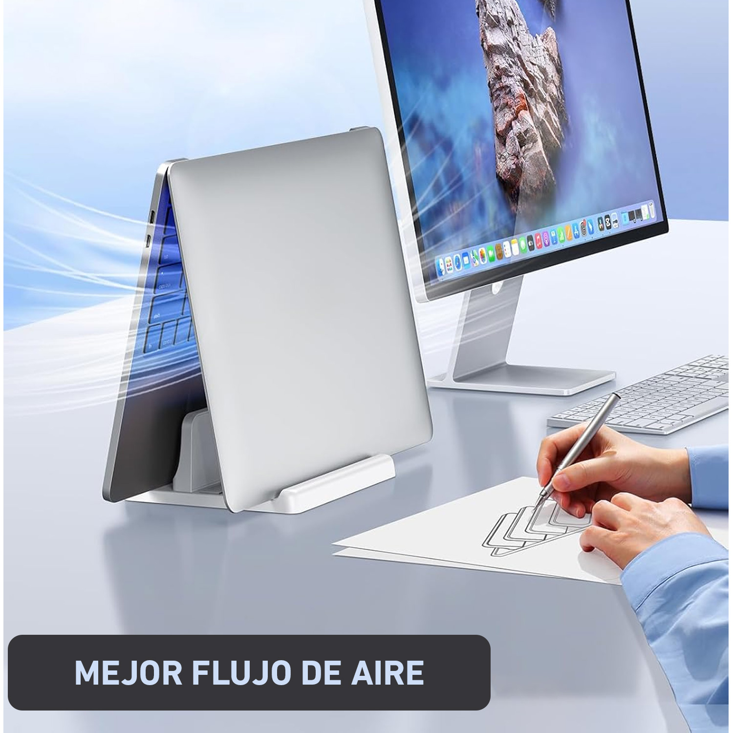 SOPORTE BASE VERTICAL DE ESCRITORIO PARA LAPTOP TABLET Y CELULAR AJUSTABLE VAYDEER SZ2S012 - 5