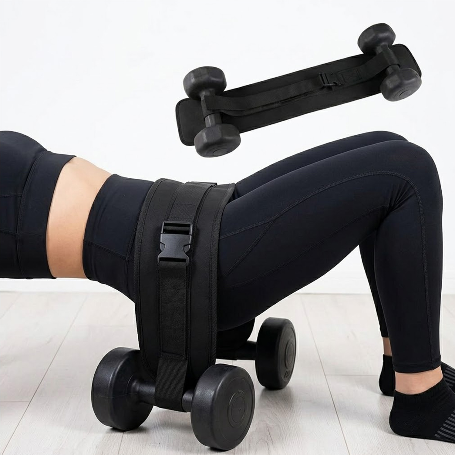 CINTURÓN DE EMPUJE DE CADERA PARA DEPORTE ENTRENADOR DE GLÚTEOS BSP01 NEGRO - 3