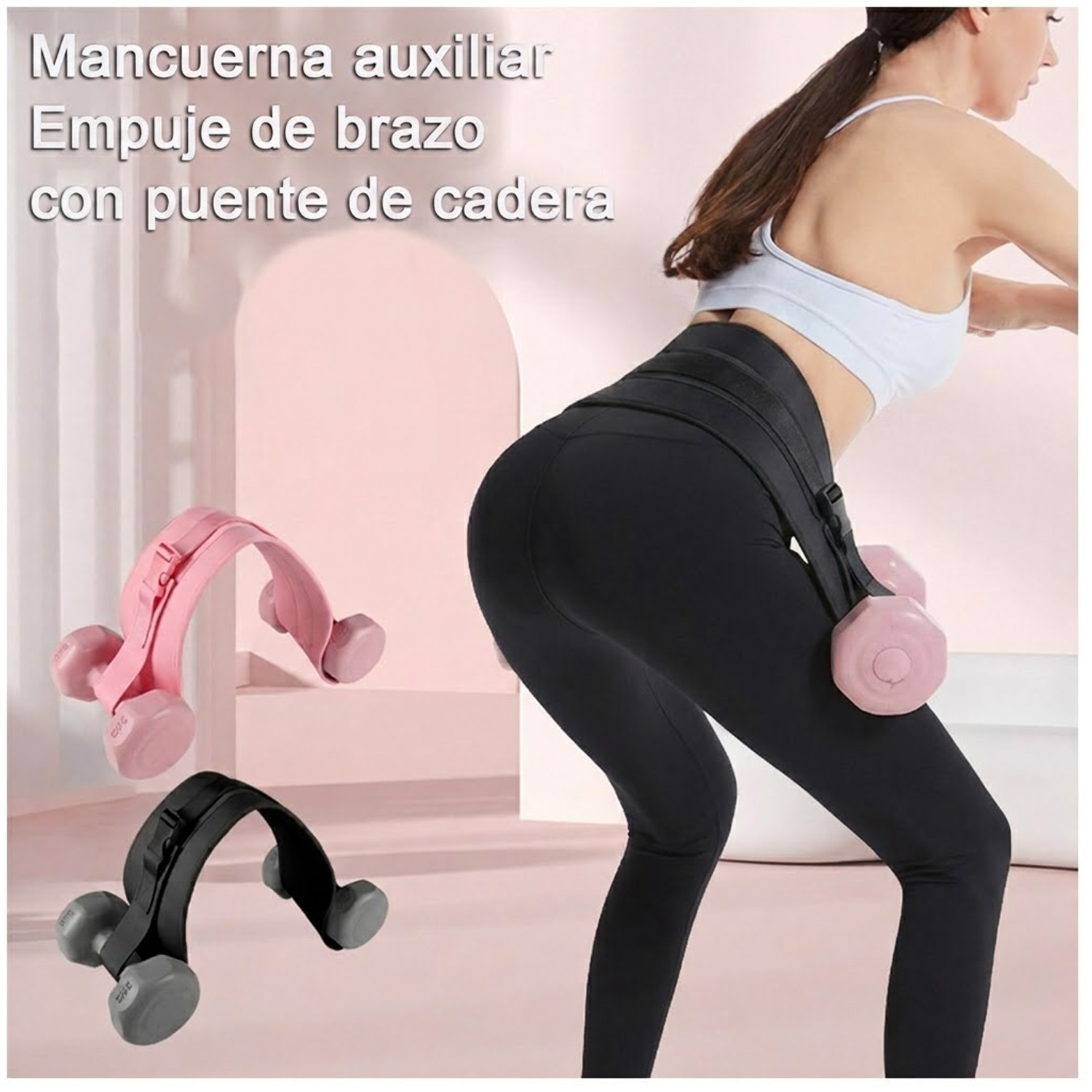 CINTURÓN DE EMPUJE DE CADERA PARA DEPORTE ENTRENADOR DE GLÚTEOS BSP01 NEGRO - 4