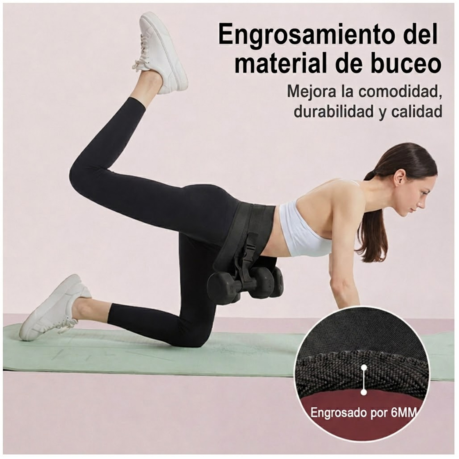 CINTURÓN DE EMPUJE DE CADERA PARA DEPORTE ENTRENADOR DE GLÚTEOS BSP01 NEGRO - 5