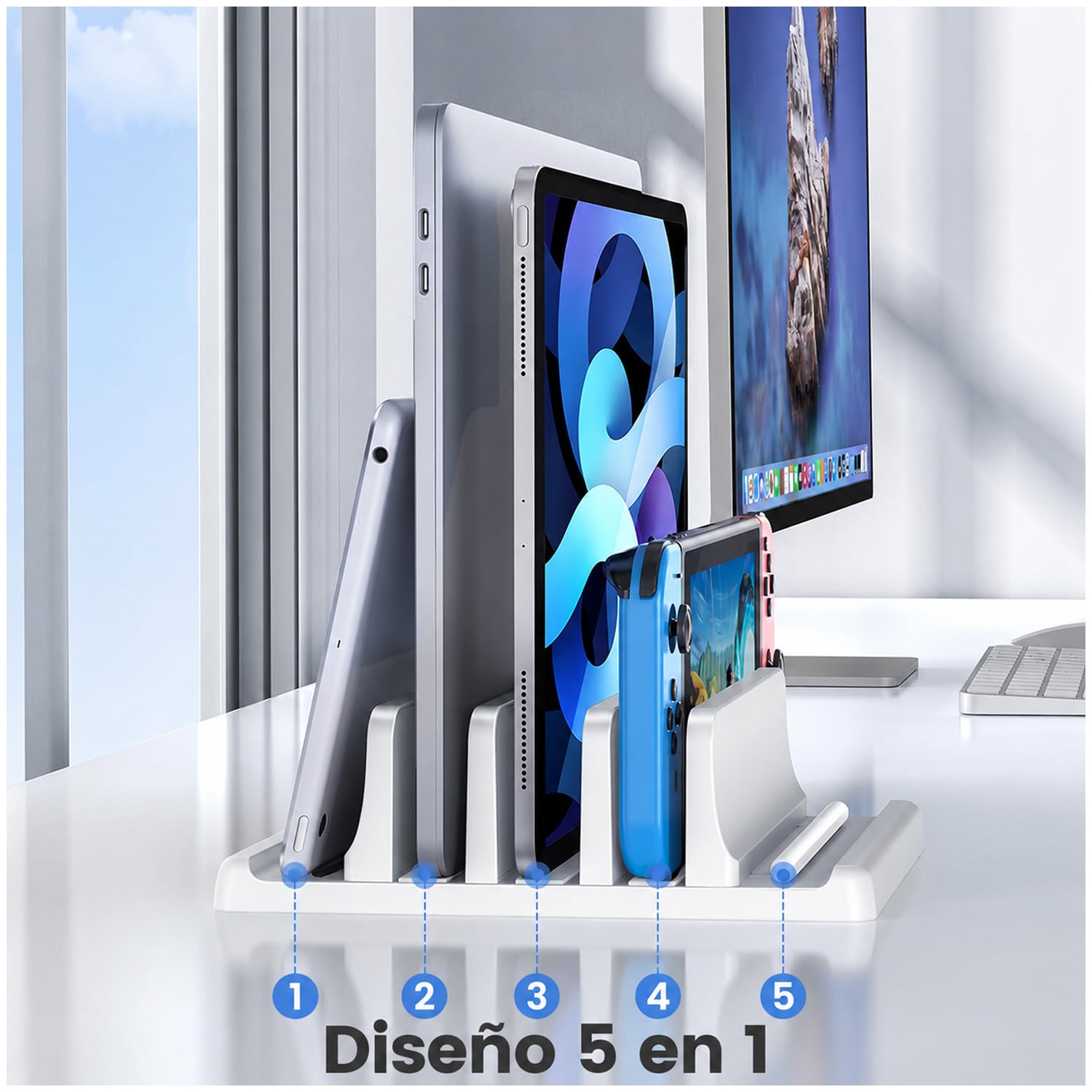 SOPORTE  VERTICAL DE ESCRITORIO PARA LAPTOP TABLET Y CELULAR AJUSTABLE SZ2S032 - 2