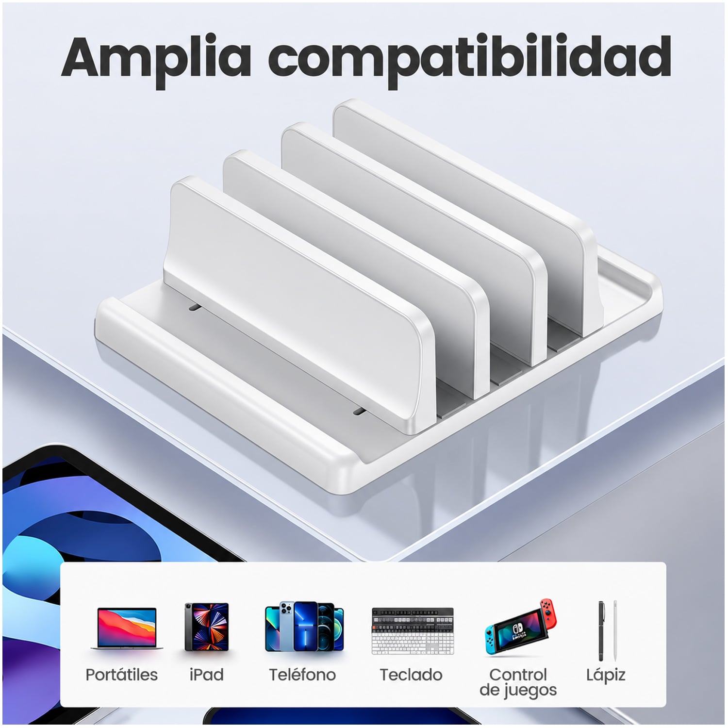 SOPORTE  VERTICAL DE ESCRITORIO PARA LAPTOP TABLET Y CELULAR AJUSTABLE SZ2S032 - 5
