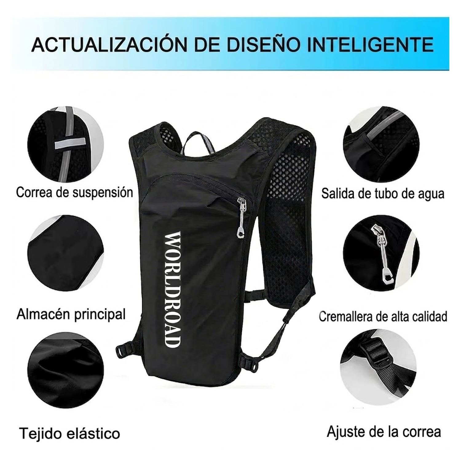MOCHILA PARA BOLSA DE HIDRATACIÓN DE 1.5L CICLISMO RUNNING BP-50 NEGRO - 2