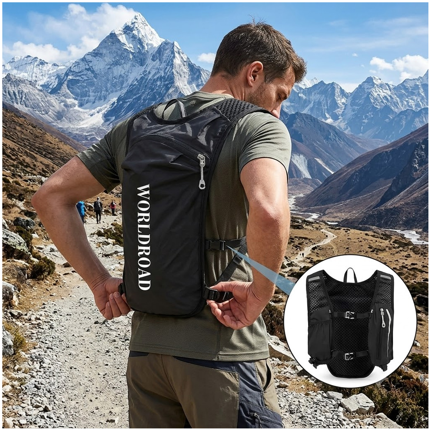 MOCHILA PARA BOLSA DE HIDRATACIÓN DE 1.5L CICLISMO RUNNING BP-50 NEGRO - 5