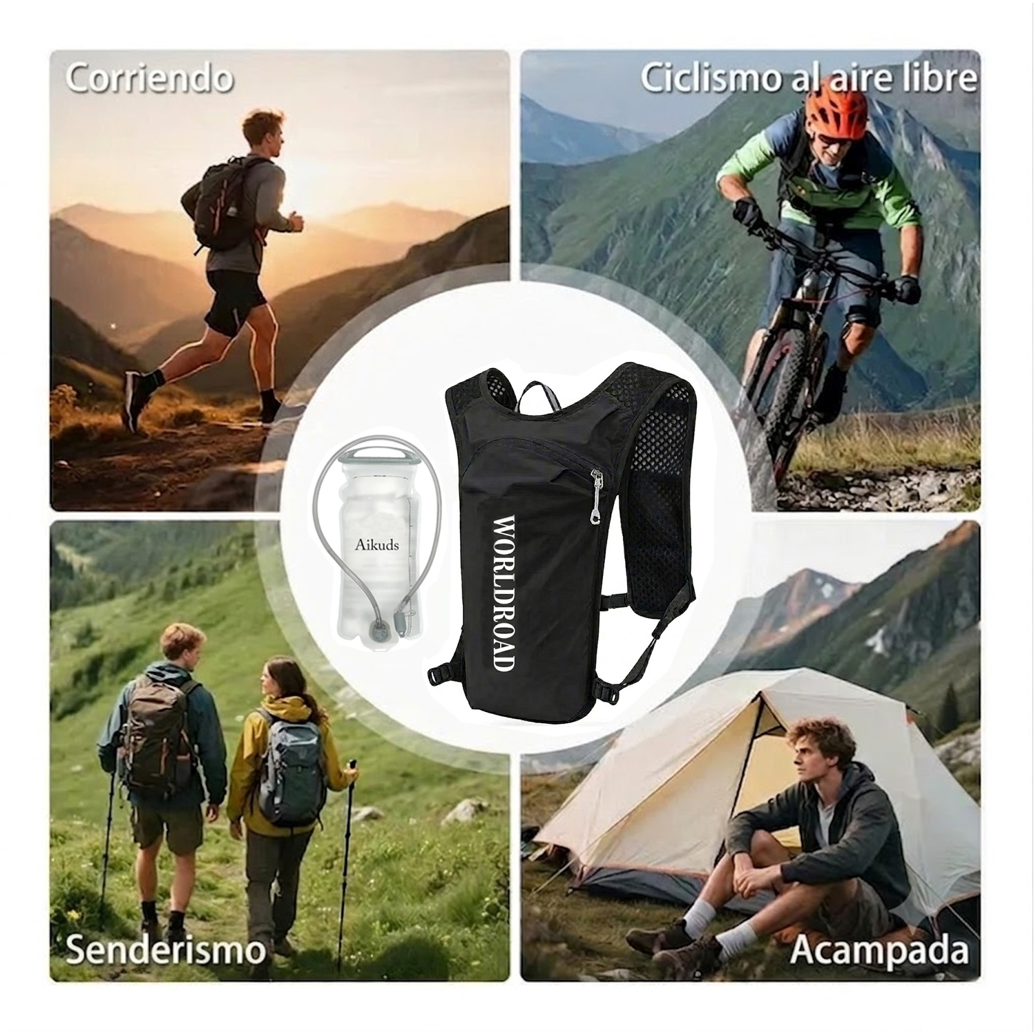 MOCHILA PARA BOLSA DE HIDRATACIÓN DE 1.5L CICLISMO RUNNING BP-50 NEGRO - 8