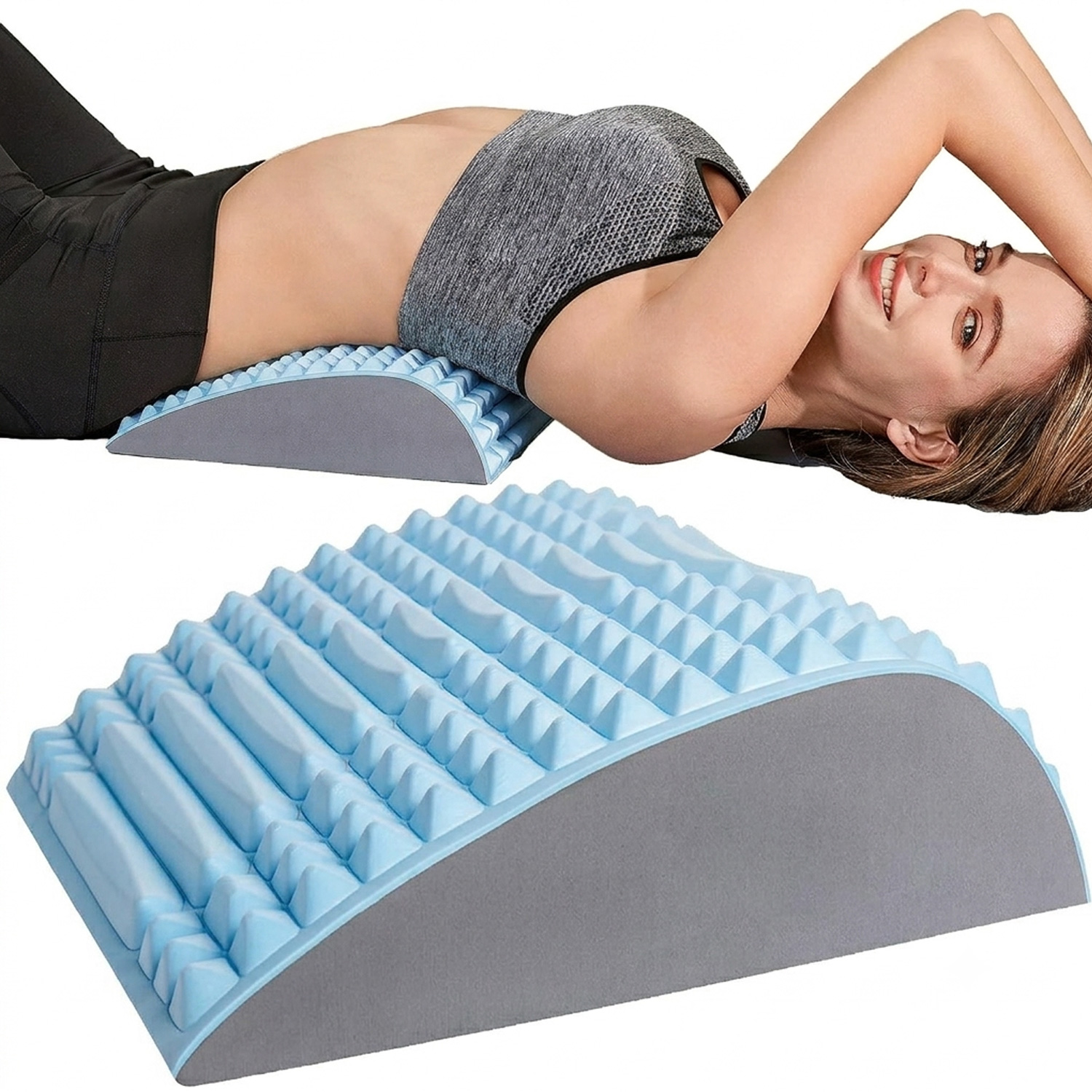 COJÍN MASAJE RESPALDAR LUMBAR CORRECTOR POSTURA BSP02 ALMOHADILLA DE ESTIRAMIENTO AZUL - 1