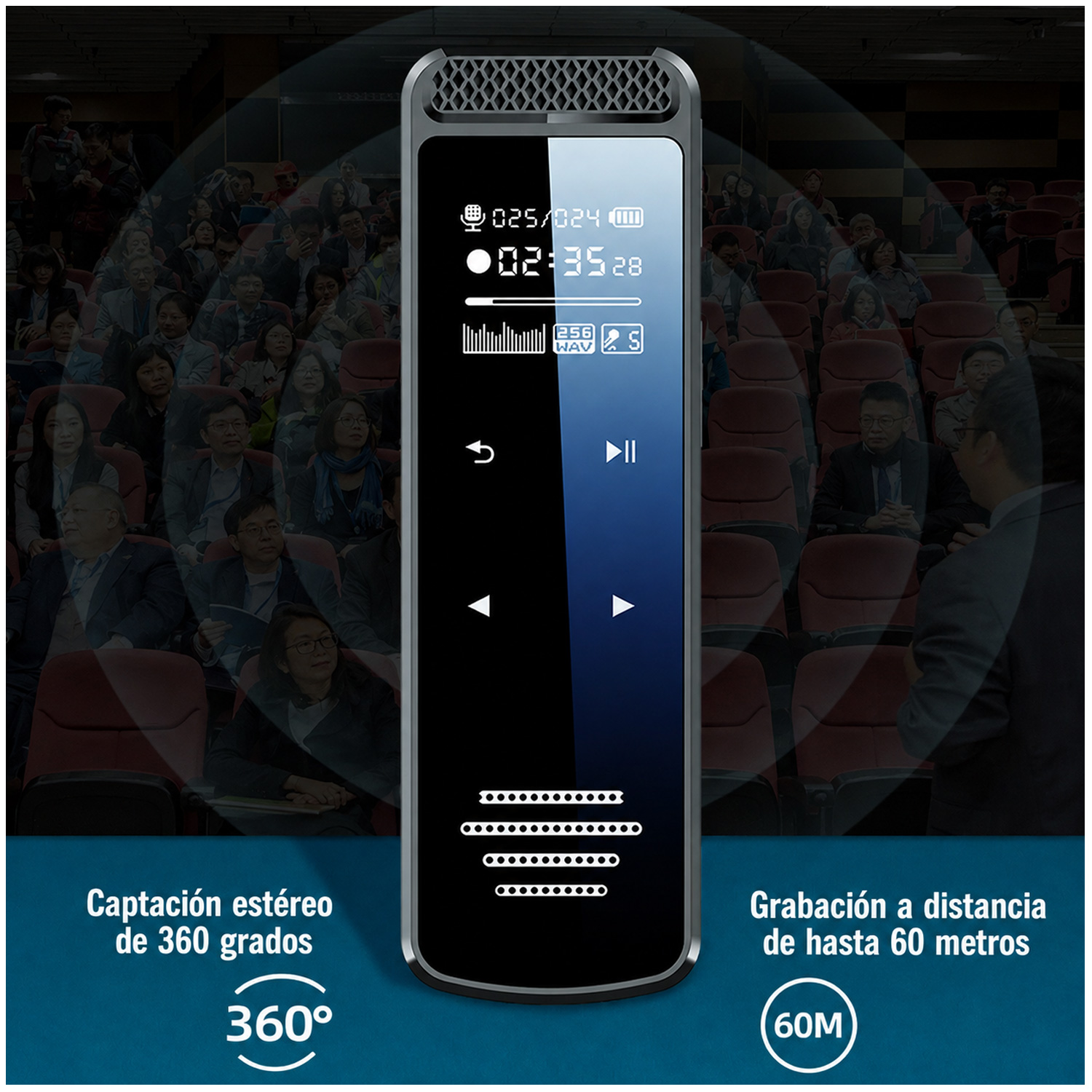 GRABADORA DE VOZ Q55 CON PANTALLA DIGITAL MP3 16GB - 6